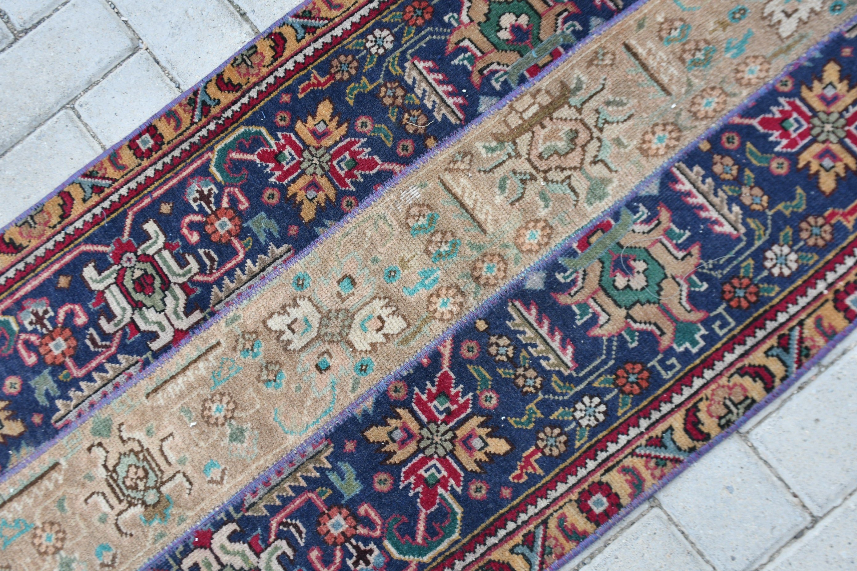 Wall Hanging Rug, Vintage Rug, Blue Kitchen Rug, Turkish Rugs, Moroccan Rug, Wool Rug, Rugs for Bathroom, 2x4.2 ft Small Rug, Nursery Rug