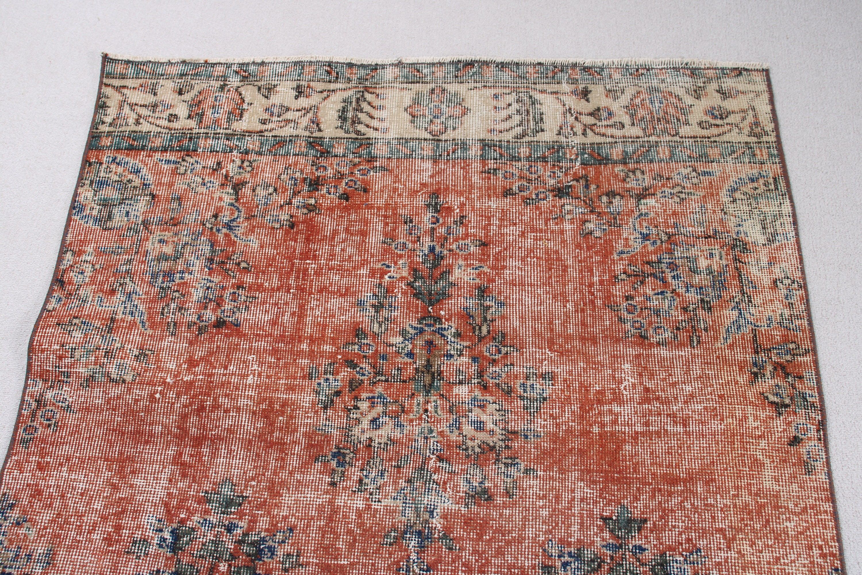 Vintage Rug, Boho Rug, Turkish Rug, 3.7x8.4 ft Area Rugs, Red Luxury Rugs, Dining Room Rugs, Statement Rugs, Living Room Rugs