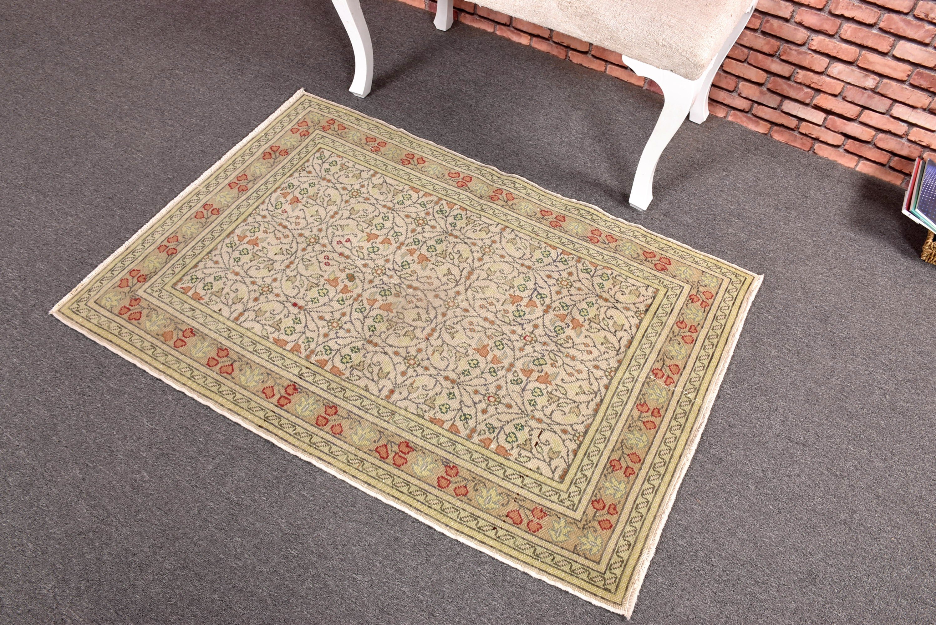 Vintage Halılar, 2.8x4.1 ft Küçük Halılar, Yeşil Ev Dekorasyonu Halıları, Boho Halı, Mutfak Halıları, Duvara Asılı Halılar, Türk Halısı, Geometrik Halılar