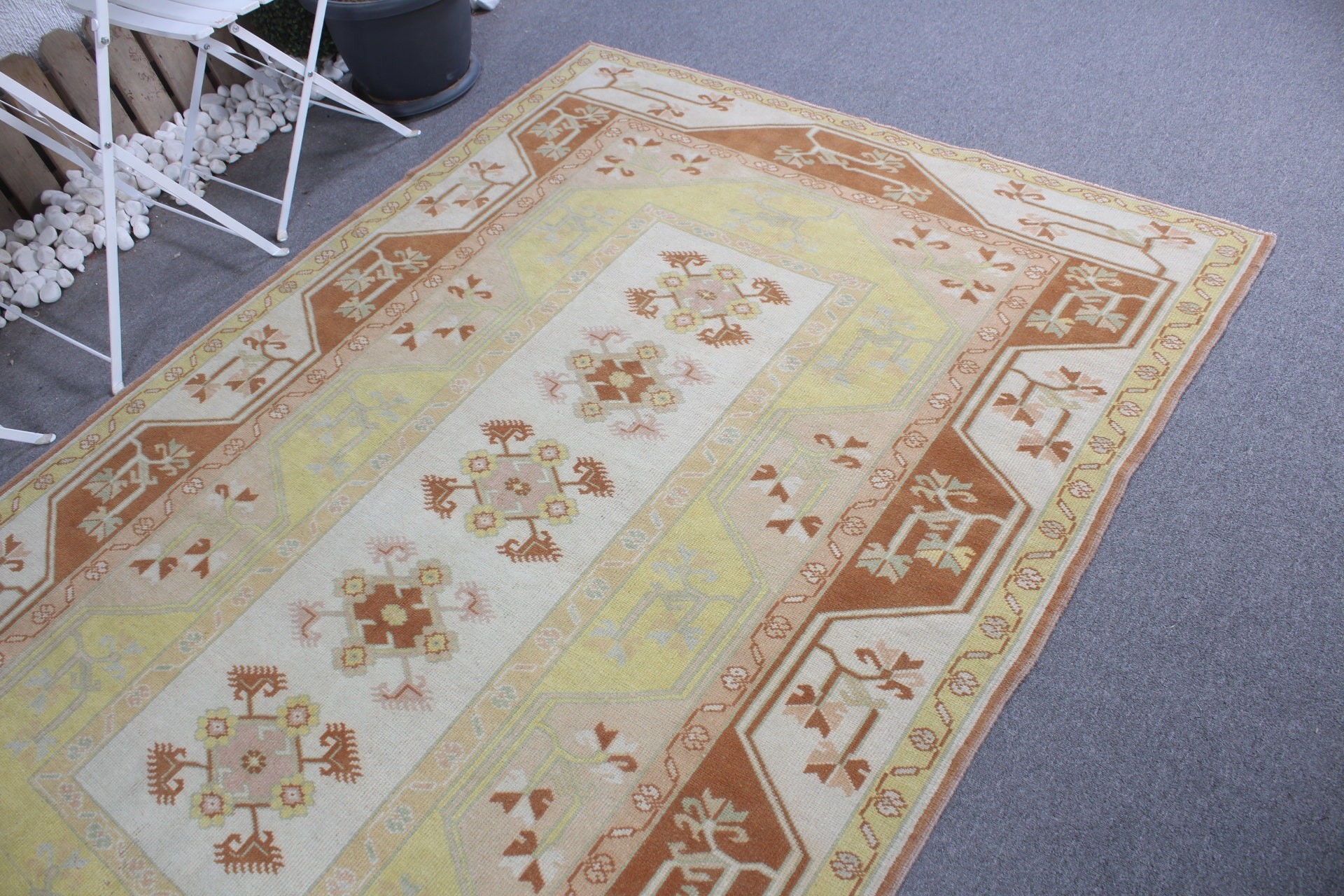 Vintage Rug, Authentic Rug, 5.2x7.8 ft Large Rug, Antique Rug, Bedroom Rugs, Oushak Rug, Dining Room Rug, Beige Anatolian Rug, Turkish Rug