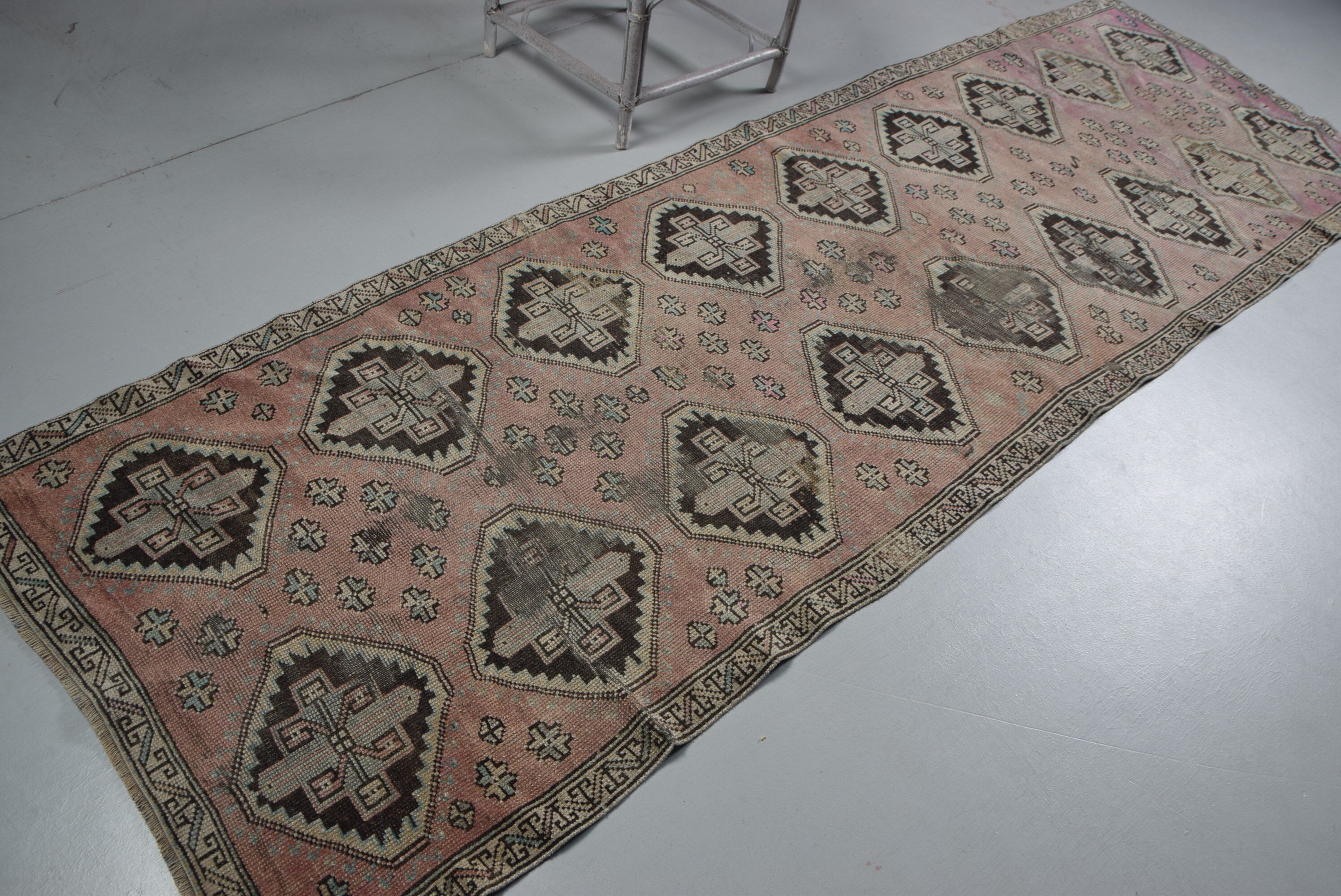 Oriental Rug, 3.4x10.4 ft Runner Rug, Vintage Rug, Old Rug, Hallway Rug, Anatolian Rugs, Turkish Rug, Rugs for Corridor, Red Home Decor Rug