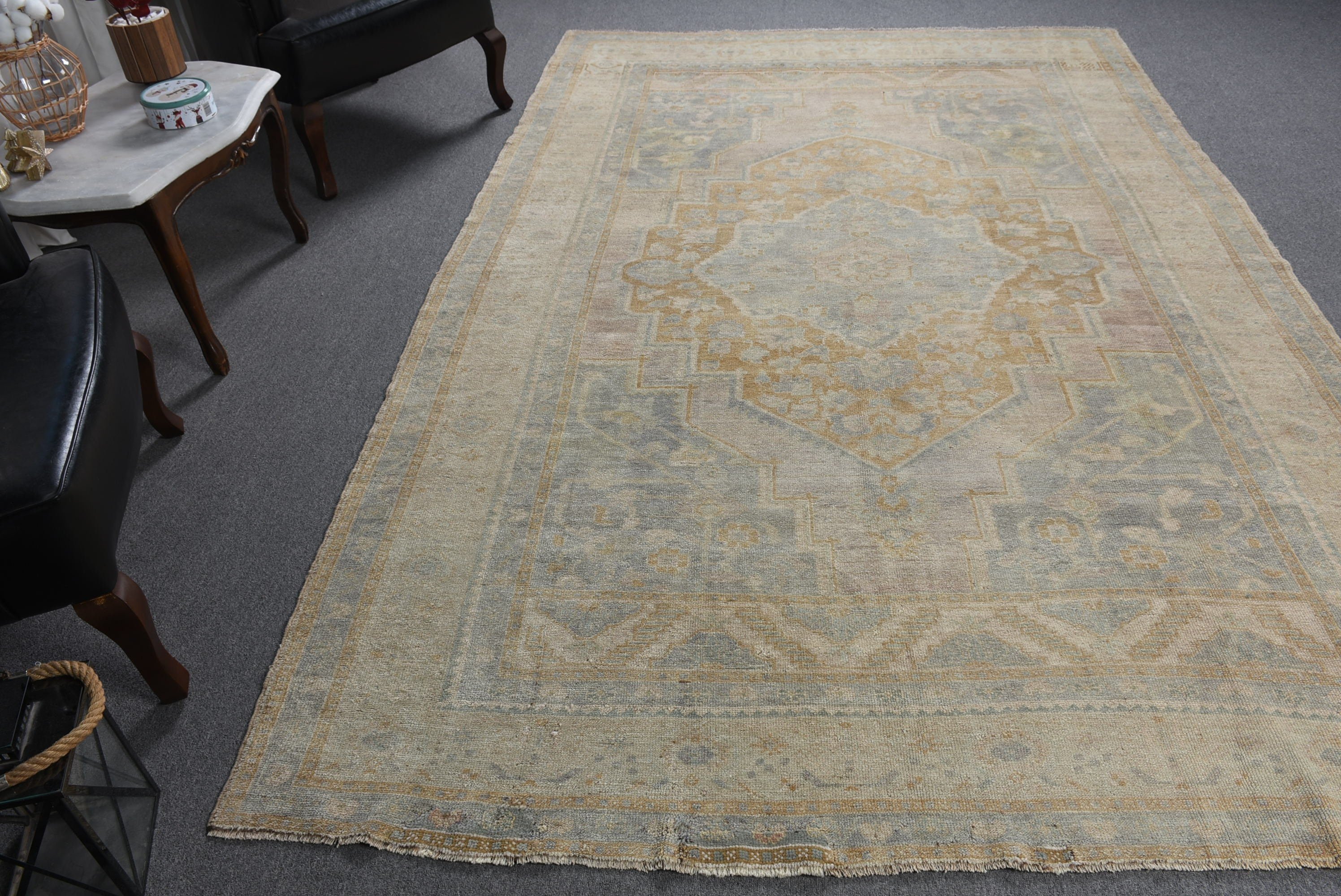 Living Room Rug, Vintage Rugs, Green Moroccan Rugs, Dining Room Rug, 6.6x10 ft Large Rugs, Turkish Rug, Office Rug, Wool Rug, Floor Rug