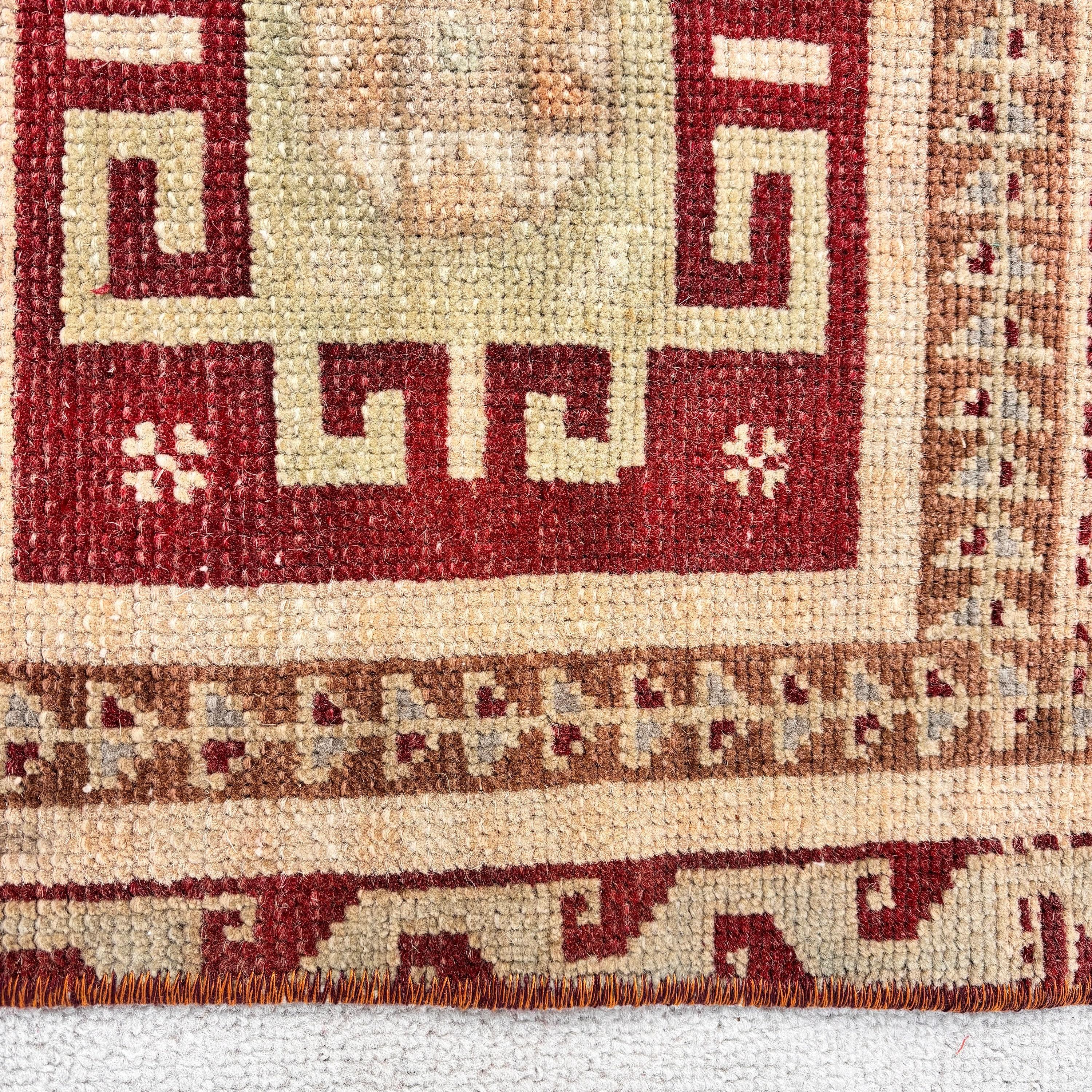 Antique Rug, Neutral Rug, Small Boho Rugs, Ethnic Rug, Vintage Rug, Yellow Boho Rug, Turkish Rugs, Kitchen Rugs, 1.4x3.1 ft Small Rugs