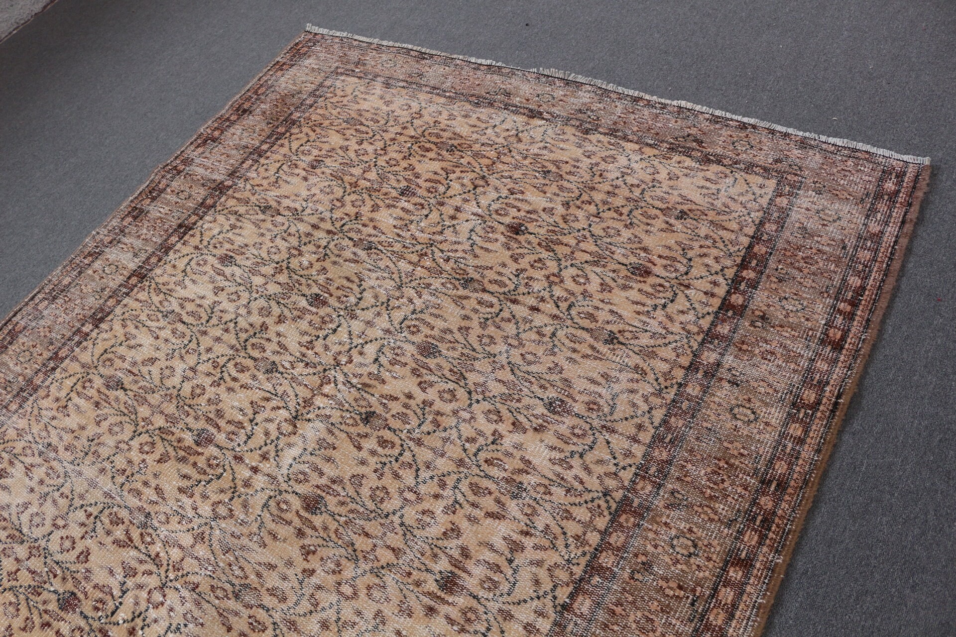 Turkish Rug, Indoor Rug, Home Decor Rugs, Rugs for Dining Room, Bedroom Rug, Beige Floor Rug, 3.6x8.6 ft Area Rug, Vintage Rug, Wool Rug