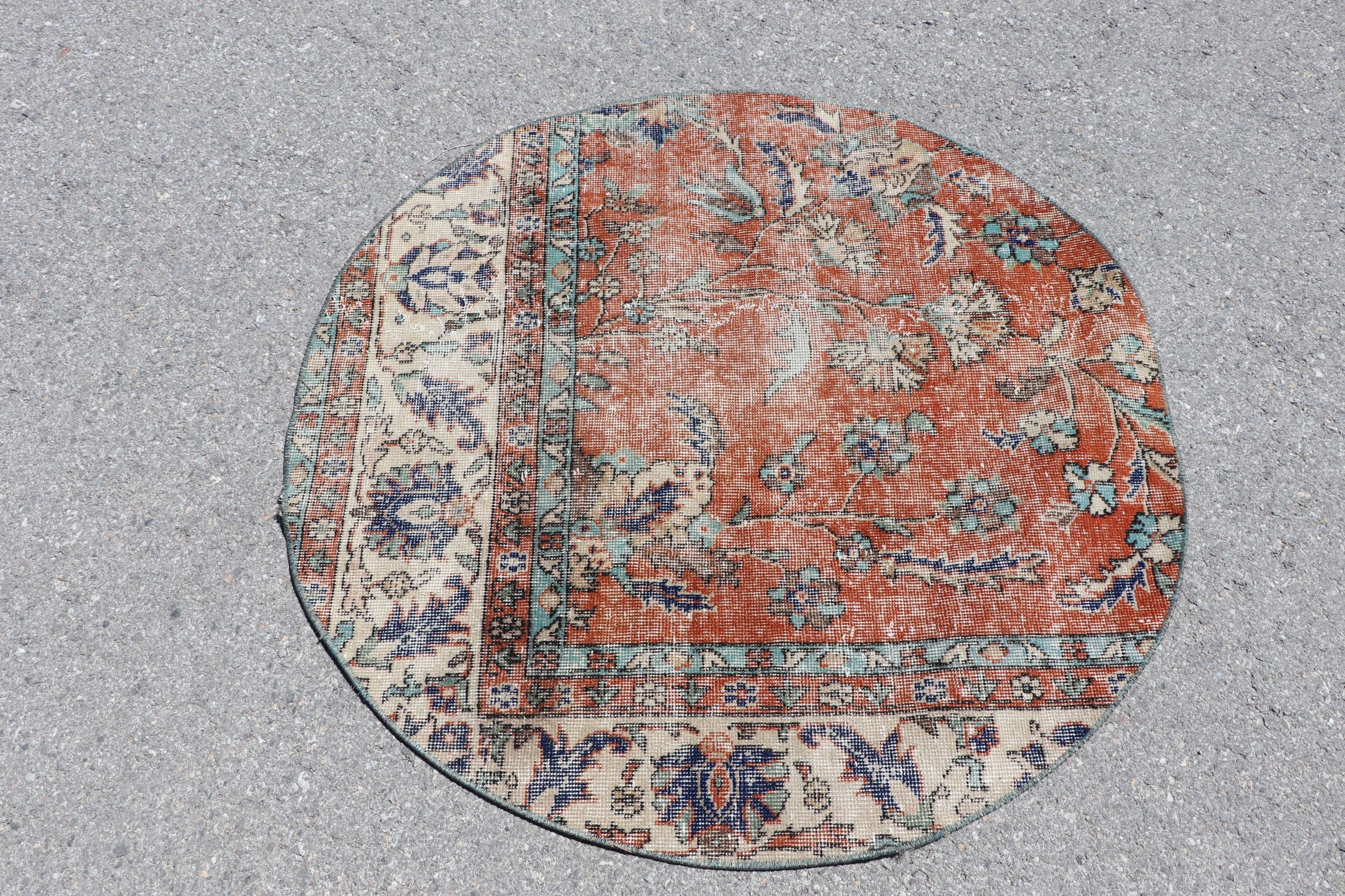 Giriş Halıları, Turuncu Anadolu Halısı, Paspas Halıları, Oryantal Halı, Yün Halıları, Giriş Halısı, Vintage Halılar, 3,6x3,6 ft Küçük Halı, Türk Halısı