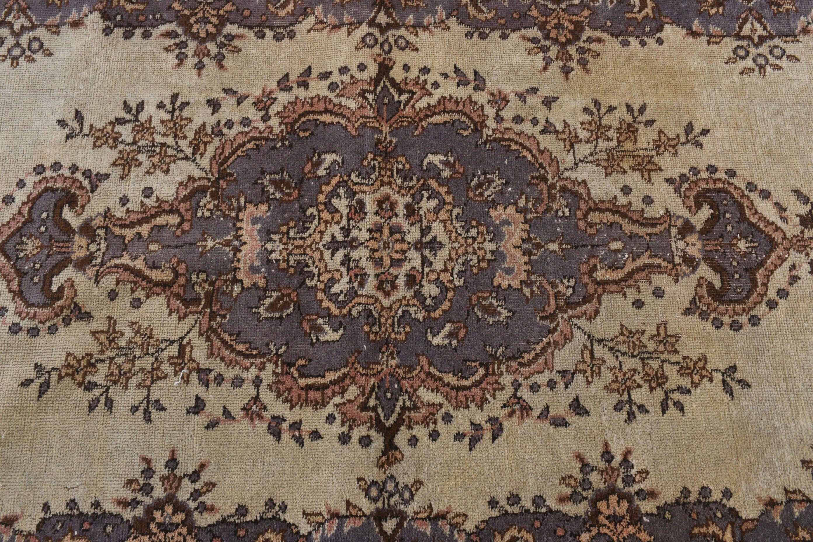 Vintage Halılar, 3.6x6.8 ft Alan Halısı, Yün Halılar, Oturma Odası Halısı, Soyut Halı, Türk Halısı, Bej Ev Dekor Halıları, Yer Halısı, Ev Dekor Halısı