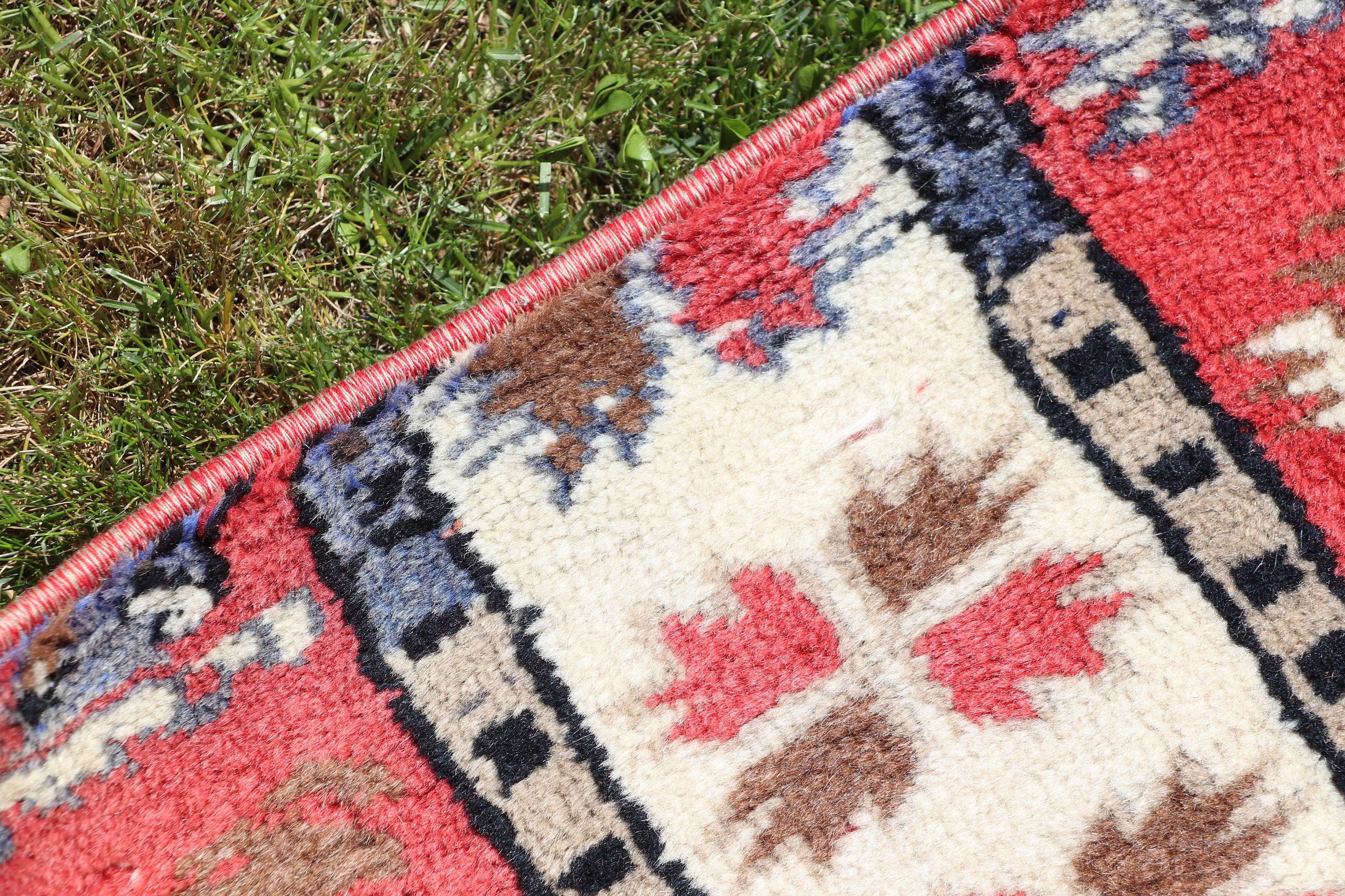 Small Boho Rugs, Turkish Rugs, Small Area Rugs, 1.3x2.5 ft Small Rug, Red Anatolian Rugs, Statement Rug, Vintage Rug, Home Decor Rugs