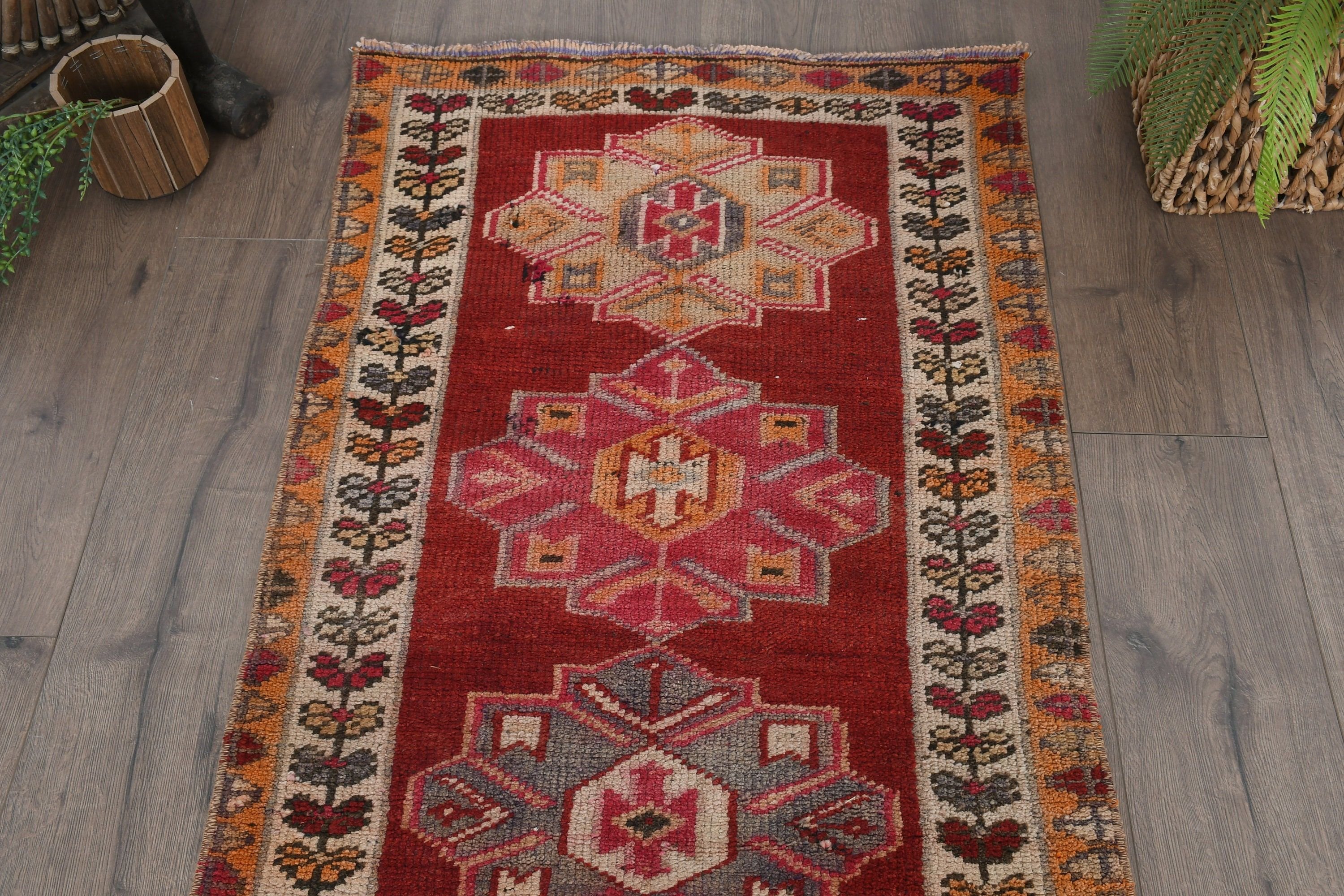 Cute Rug, Hallway Rug, 2.5x10.7 ft Runner Rug, Red Home Decor Rug, Vintage Rugs, Turkish Rug, Cool Rug, Rugs for Hallway, Home Decor Rug