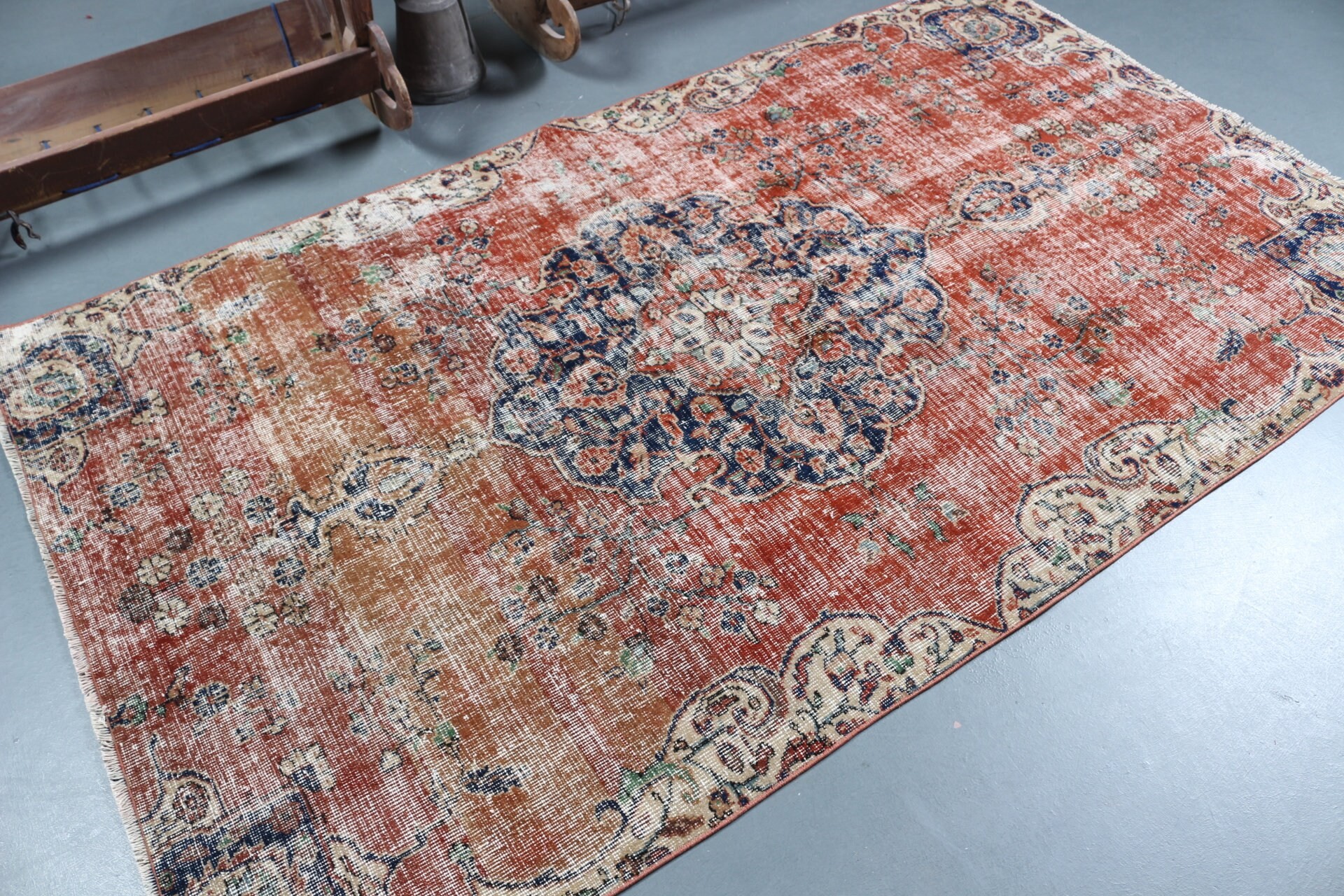 Cool Rugs, Dining Room Rugs, Oriental Rug, Vintage Rug, Red Home Decor Rug, Turkish Rugs, Kitchen Rugs, Pale Rugs, 4.6x7.8 ft Area Rug