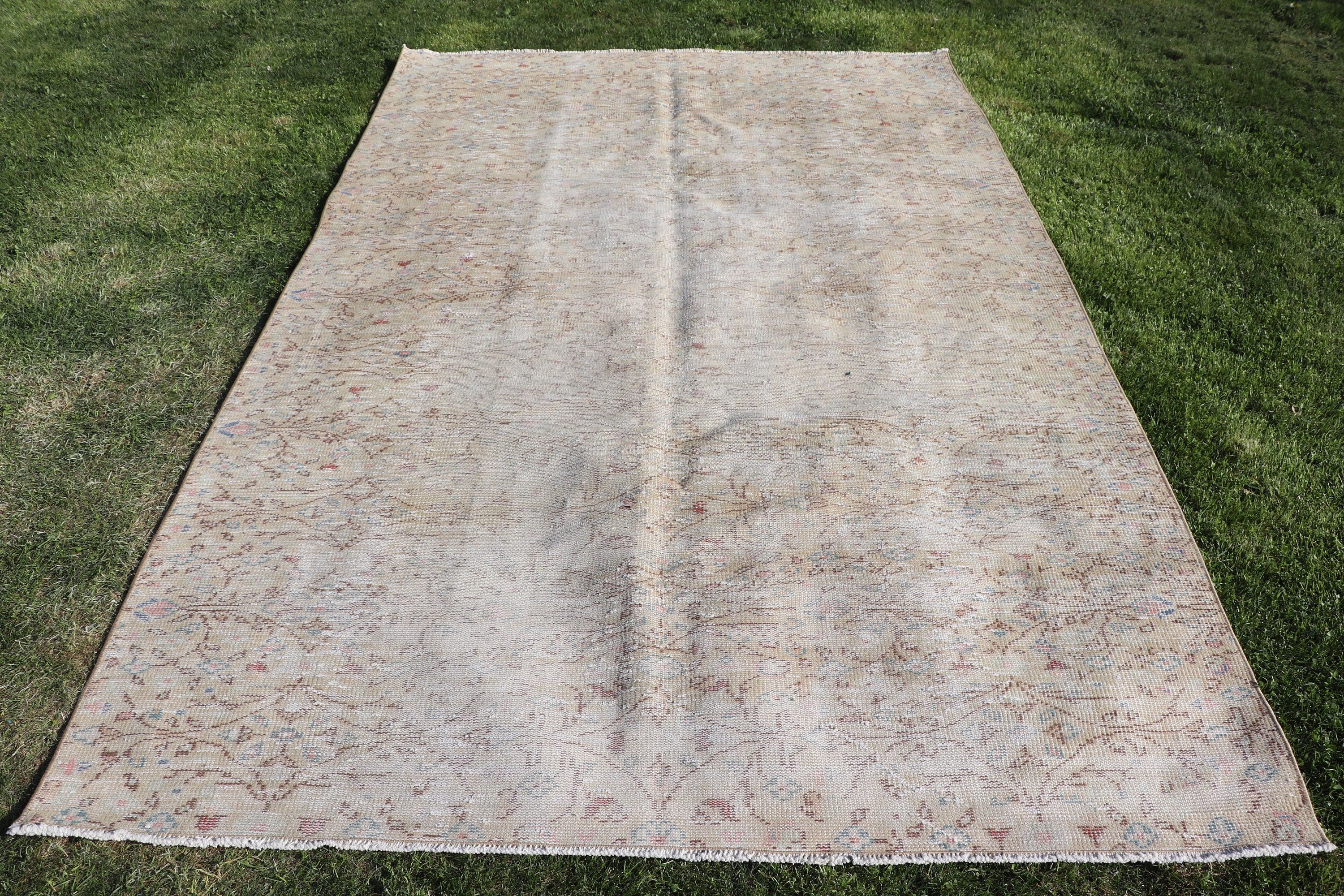 Turkish Rugs, Beige Boho Rug, Exotic Rugs, 5.6x8.8 ft Large Rugs, Large Oushak Rug, Vintage Rug, Large Boho Rug, Neutral Rugs, Bedroom Rugs