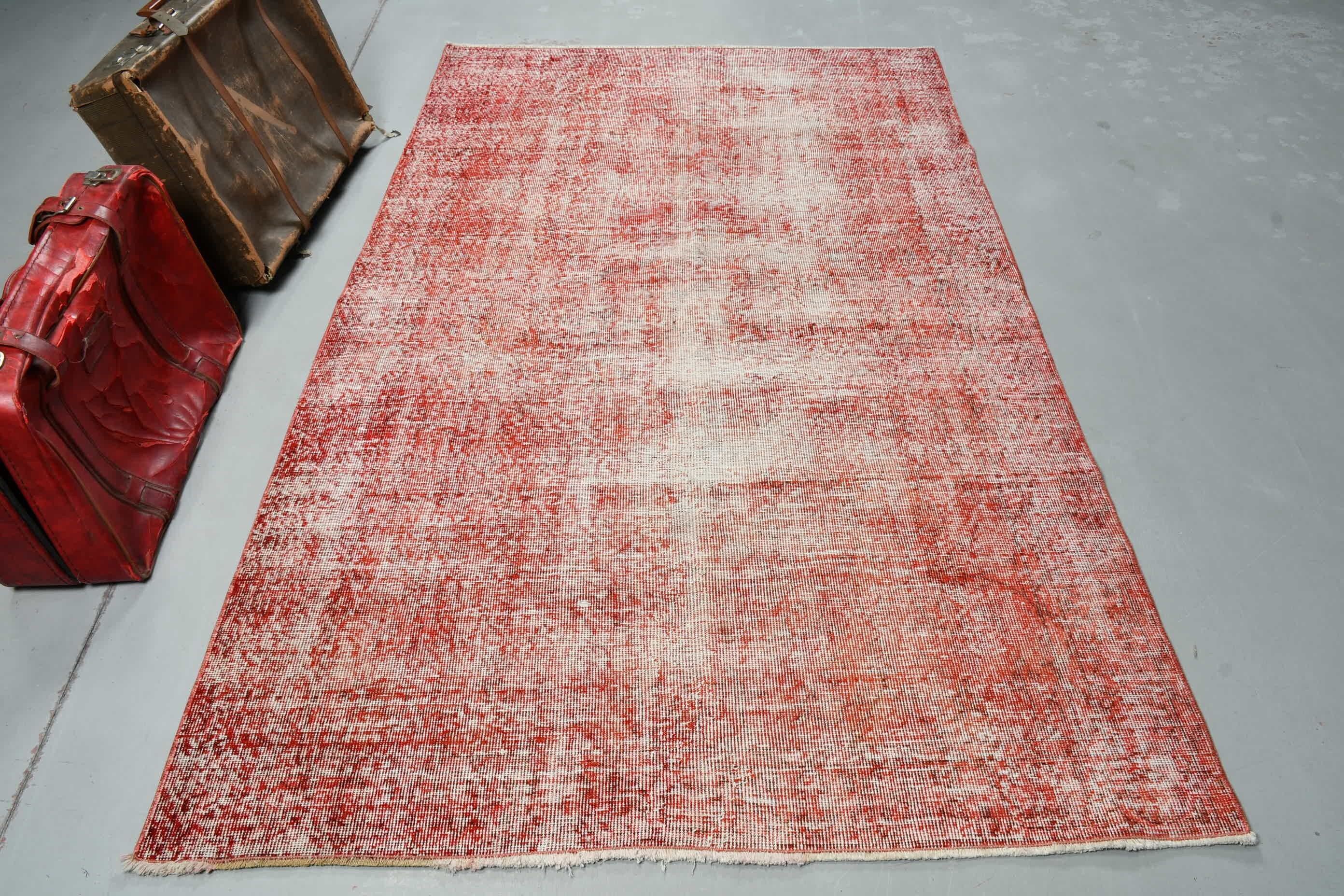 Red Moroccan Rugs, Vintage Rug, Vintage Decor Rug, Rugs for Area, Kitchen Rugs, Turkish Rug, Floor Rug, 4.7x7.5 ft Area Rug, Antique Rugs