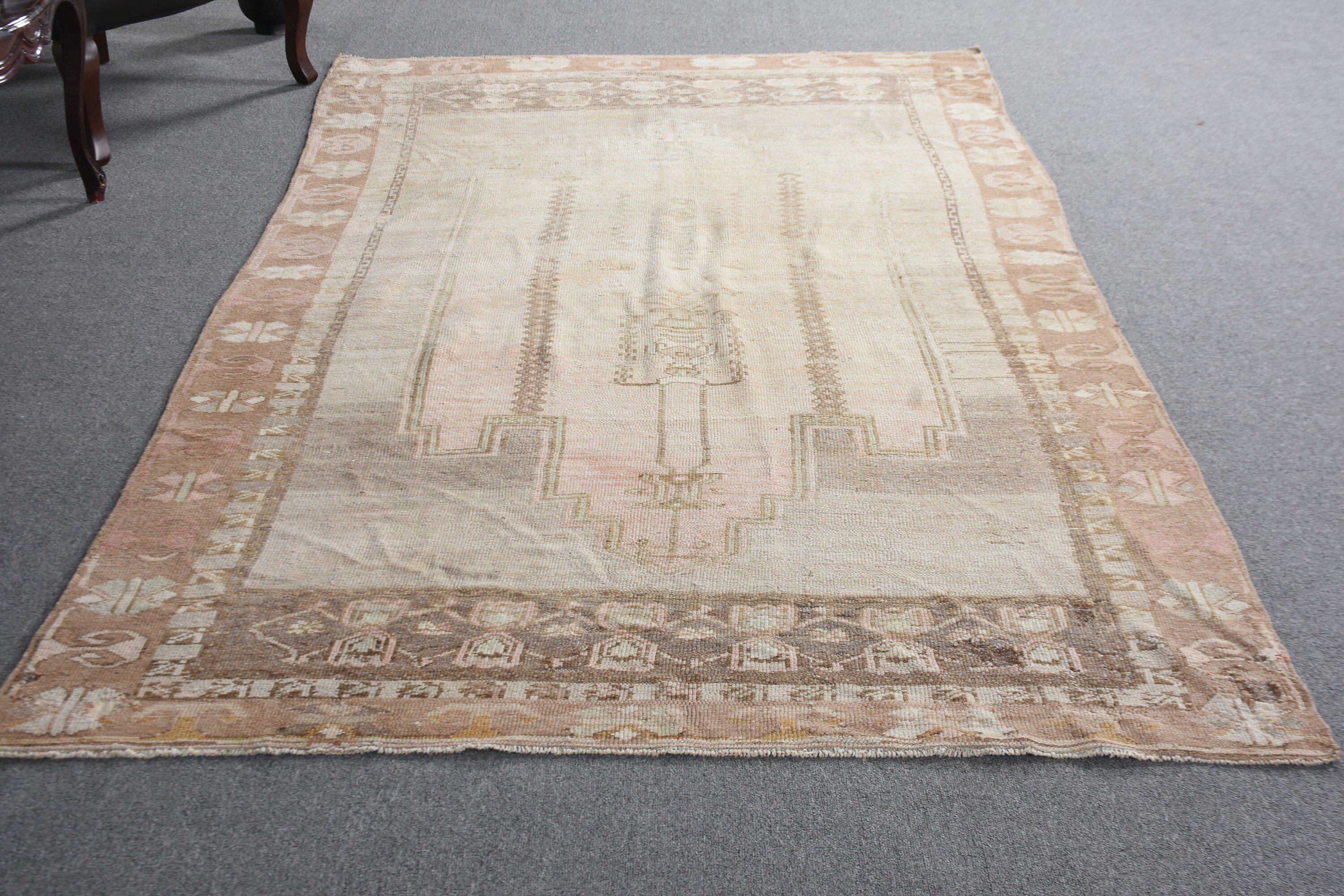 Vintage Decor Rugs, Brown Bedroom Rug, Oushak Rug, Salon Rug, Vintage Rug, Rugs for Salon, Turkish Rug, 4.8x9.2 ft Large Rug