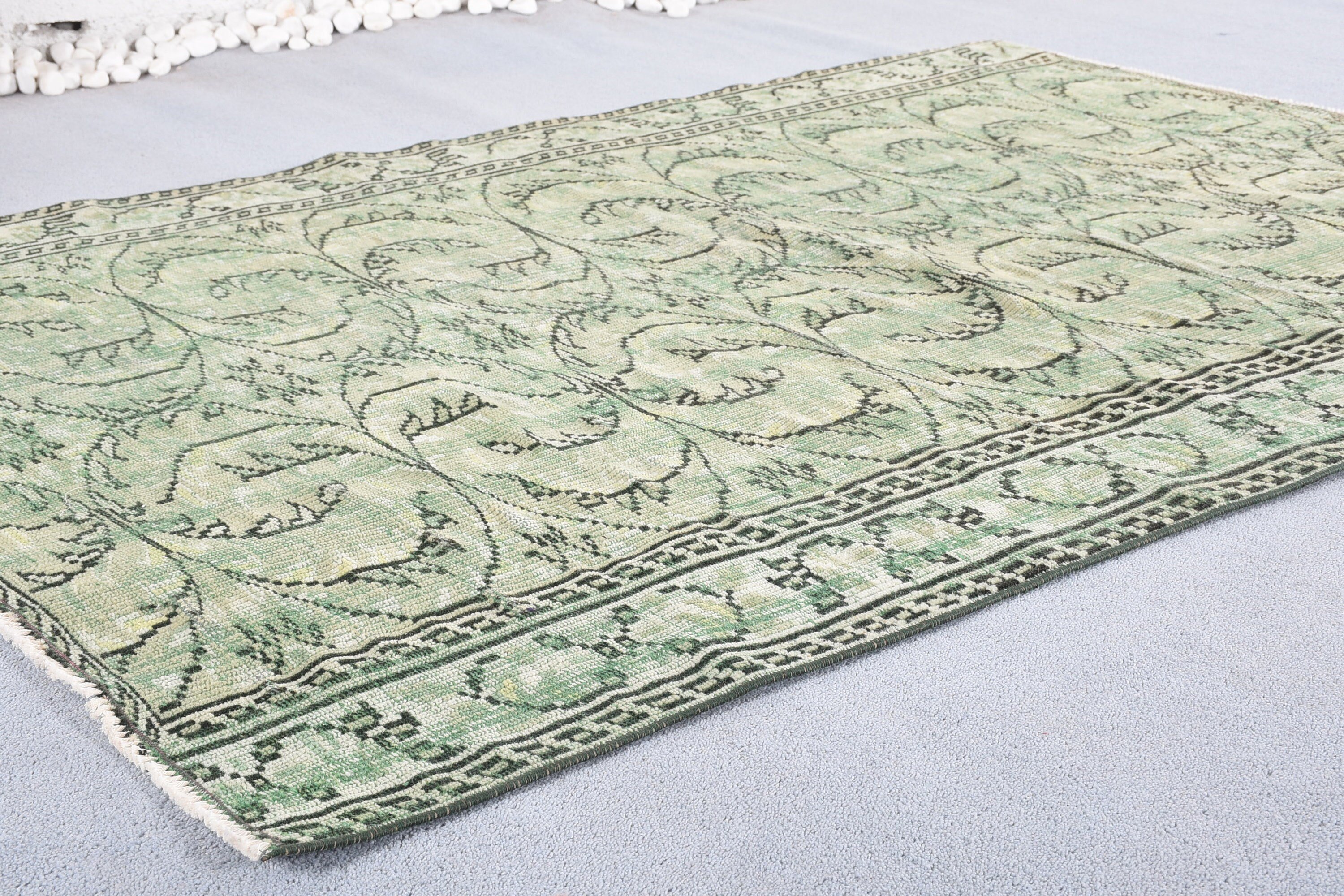 Home Decor Rug, Indoor Rug, Bedroom Rug, Turkish Rugs, Green Oushak Rug, 4.8x6.8 ft Area Rugs, Floor Rug, Boho Area Rug Rugs, Vintage Rug