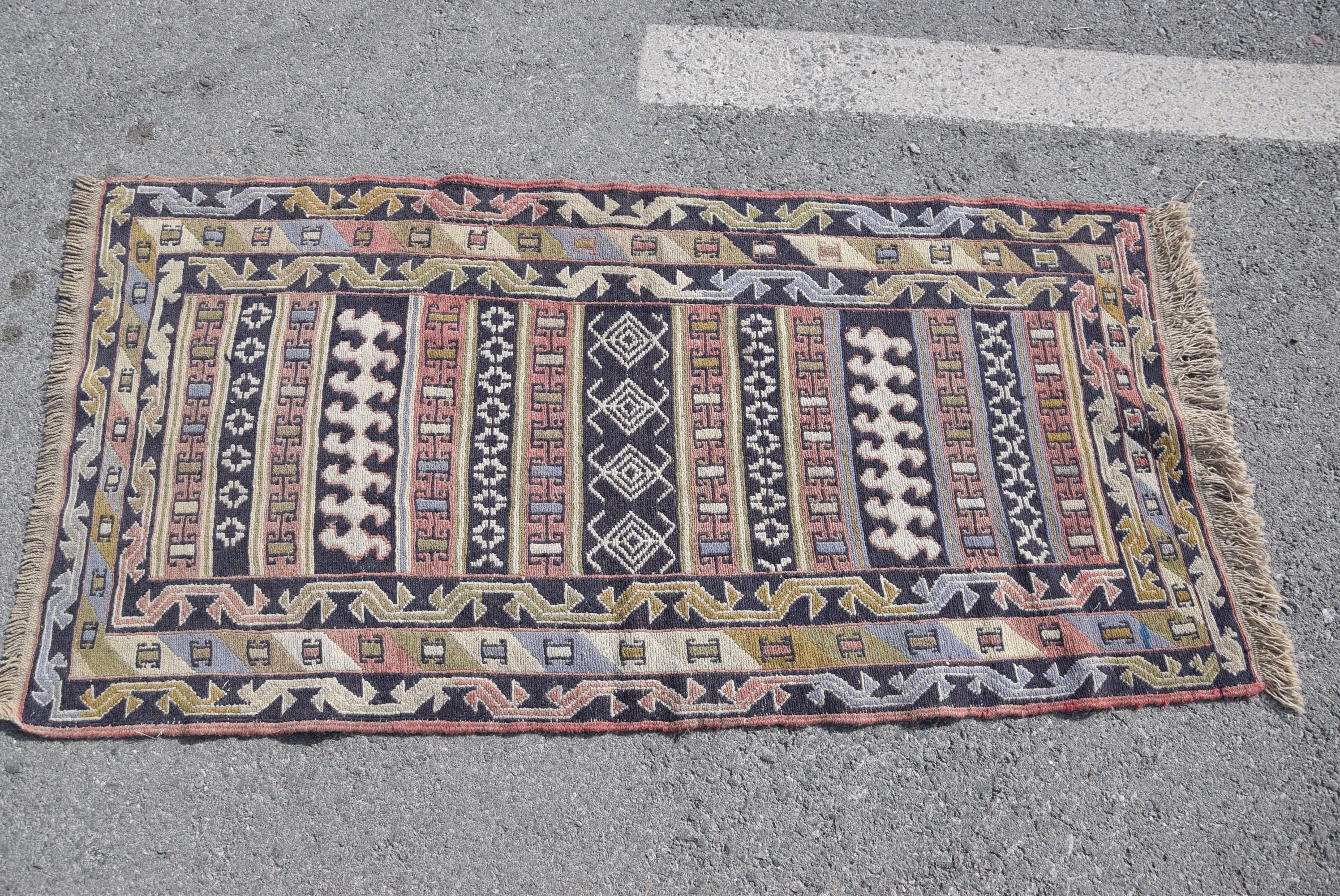 Nursery Rug, Floor Rugs, 2.3x4.6 ft Small Rug, Turkish Rug, Car Mat Rugs, Vintage Rug, Blue Wool Rugs, Kitchen Rug, Cute Rug, Kilim