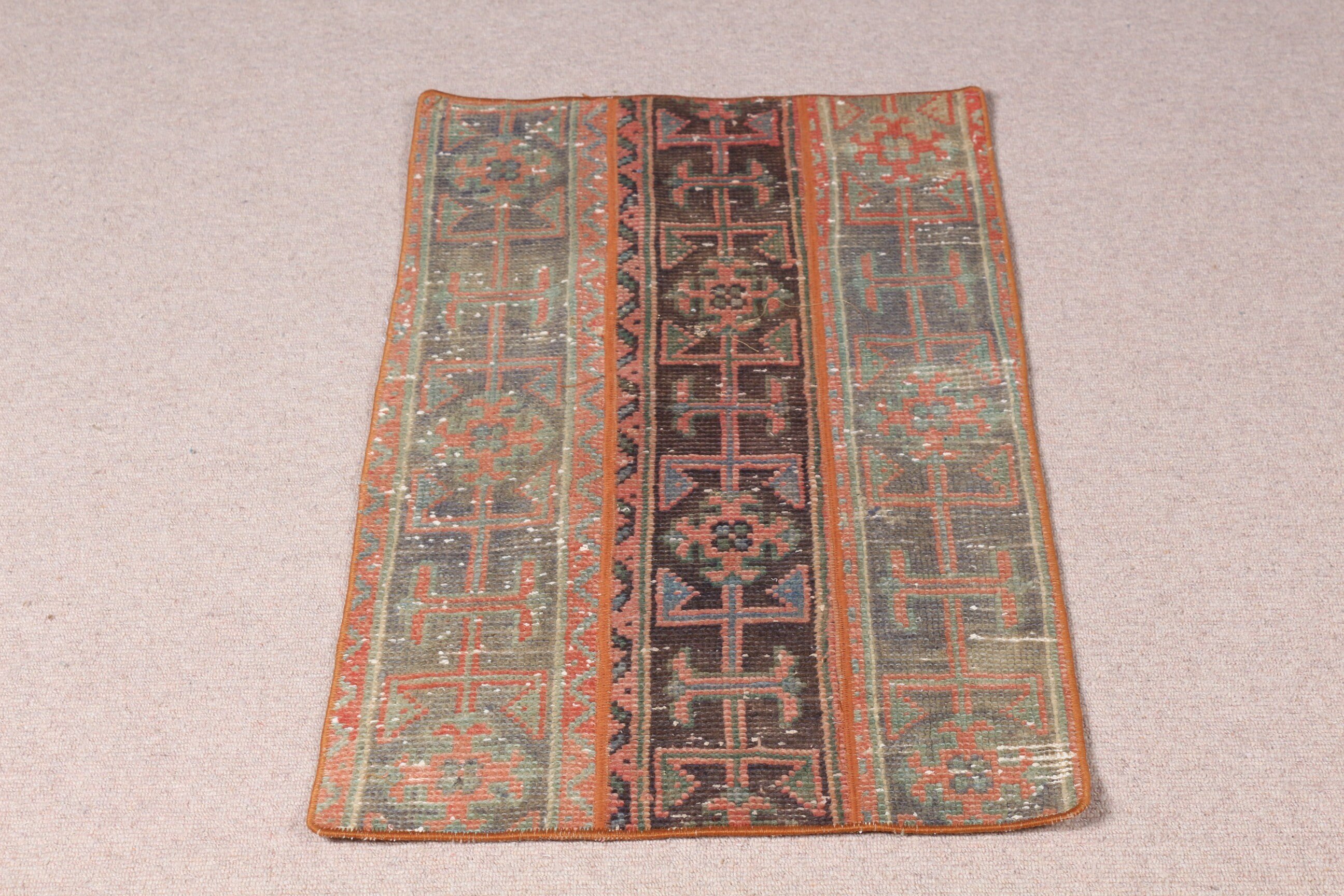 Vintage Dekor Halı, Mutfak Halıları, Vintage Halılar, Kahverengi Oushak Halı, Çocuk Halısı, Türk Halısı, Anadolu Halısı, 1.8x3.2 ft Küçük Halılar, Yün Halı