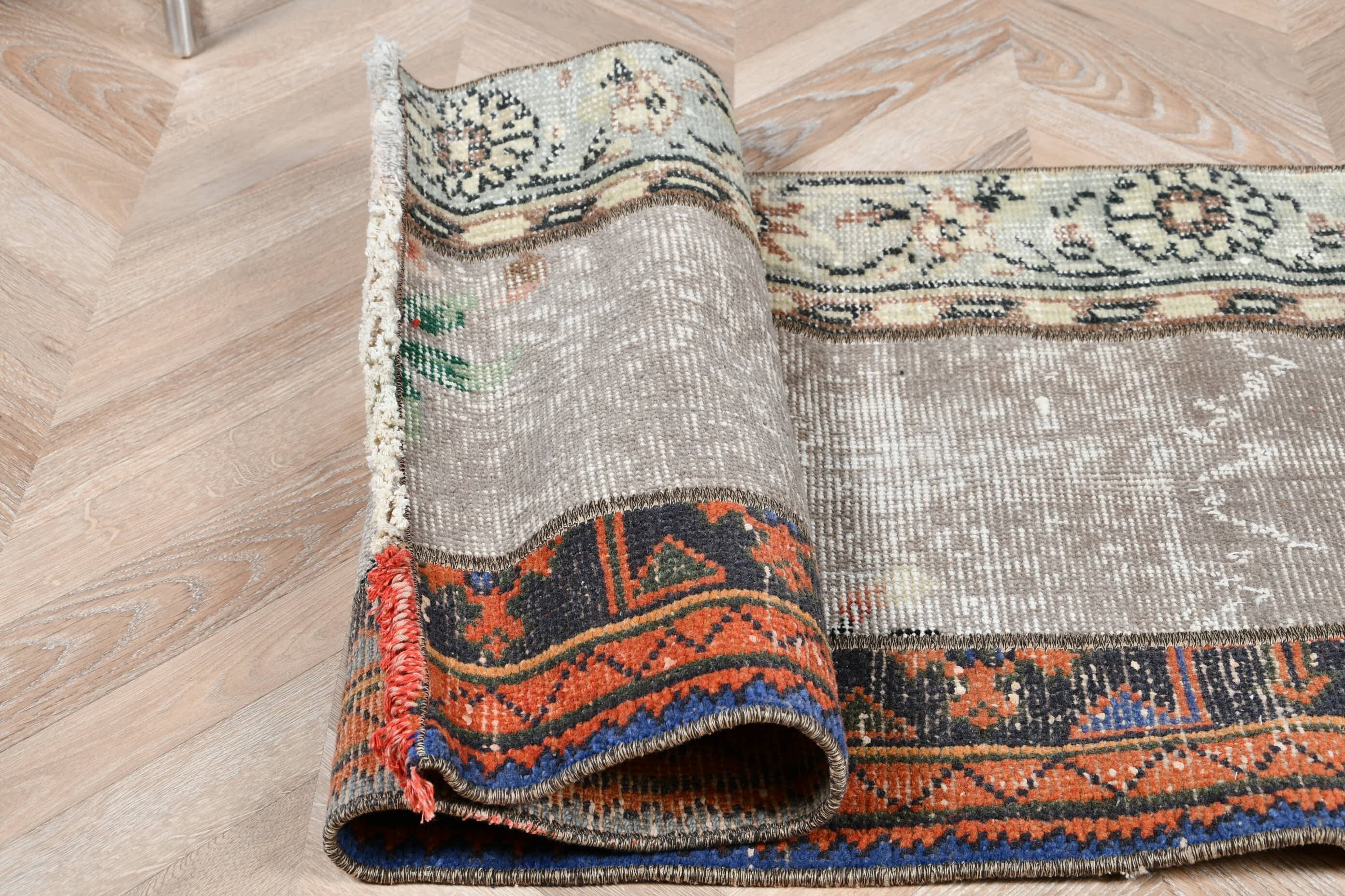 Anatolian Rugs, Gray Floor Rugs, Vintage Rug, Kitchen Rugs, Turkish Rugs, Door Mat Rugs, Abstract Rug, Car Mat Rug, 1.9x4.3 ft Small Rug