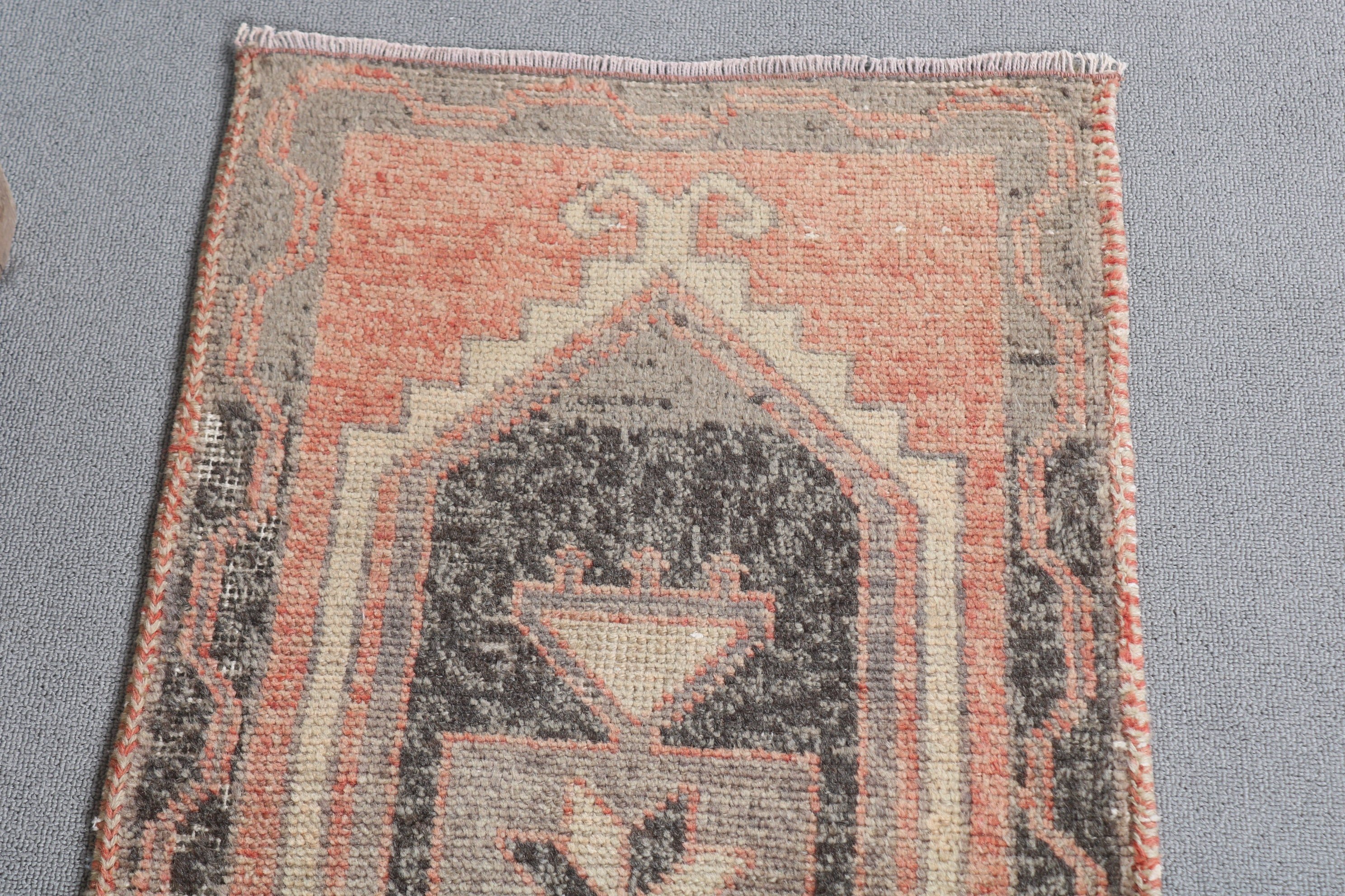 Turuncu Ev Dekor Halısı, Oushak Halısı, Vintage Halı, 1.6x3.4 ft Küçük Halı, Boho Halısı, Mutfak Halısı, Türk Halısı, Araba Paspas Halısı, Anadolu Halısı