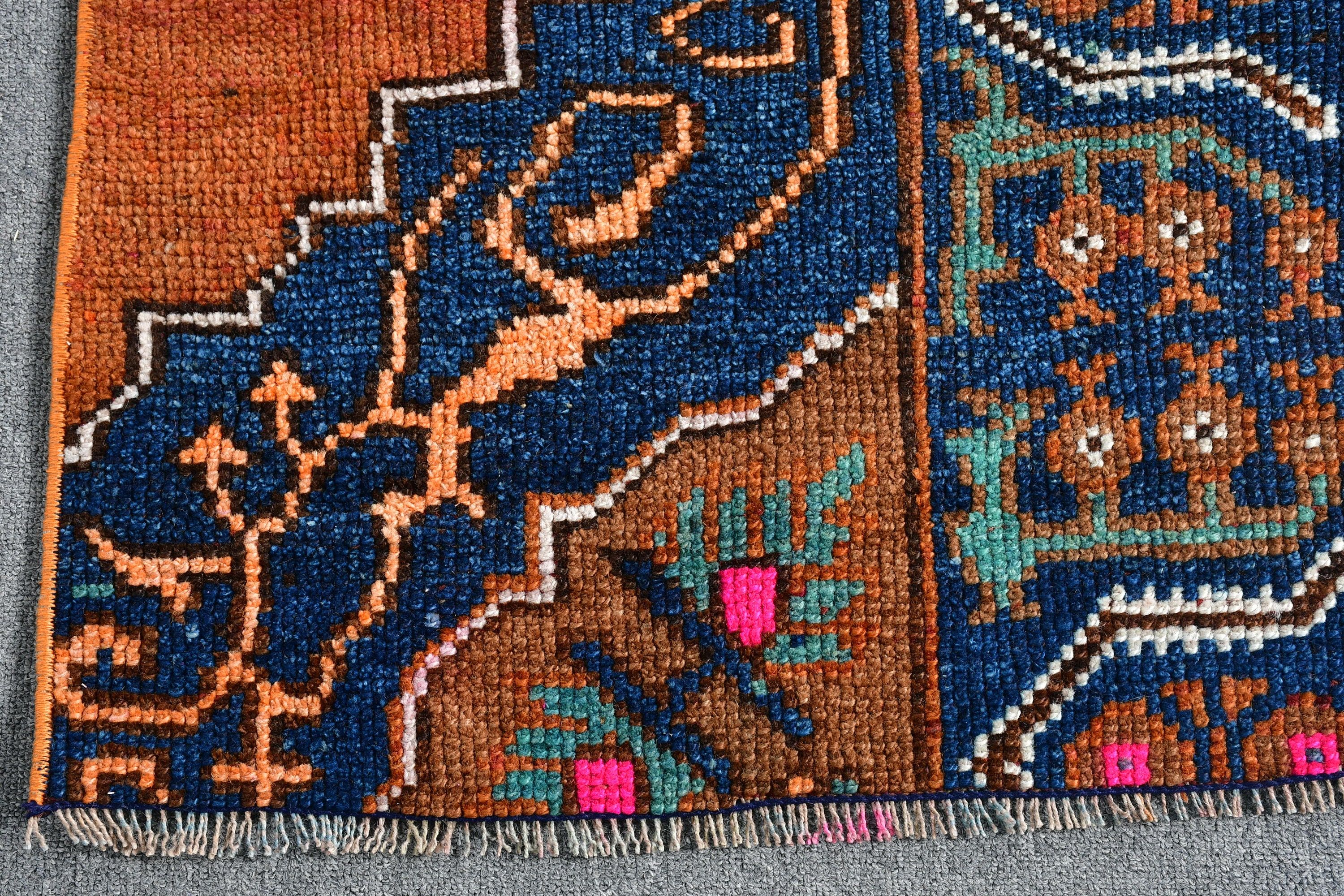 Turuncu Oryantal Halılar, Mutfak Halıları, Vintage Halı, Türk Halısı, Yatak Odası Halısı, 2.1x11.8 ft Runner Halısı, Yer Halısı, Koridor Halıları, Merdiven Halısı