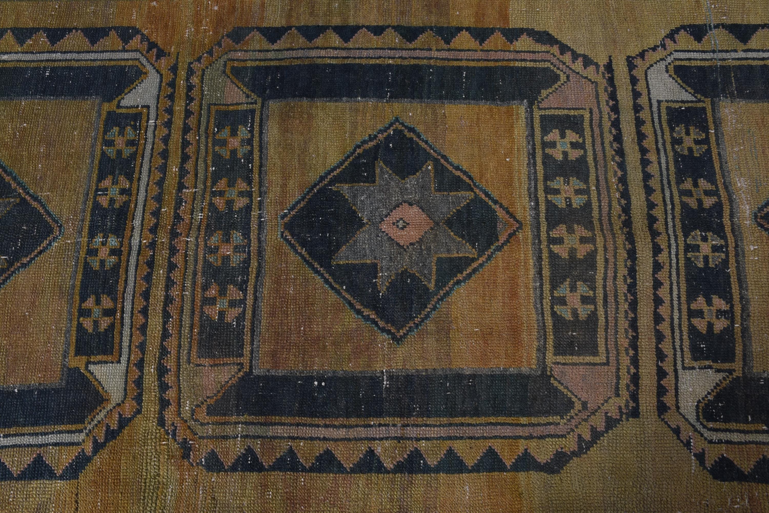 Türk Halıları, Turuncu Lüks Halı, Vintage Halı, 3x7 ft Accent Halı, Boho Vurgulu Halılar, Geometrik Halılar, Fas Halısı, Dekoratif Halı