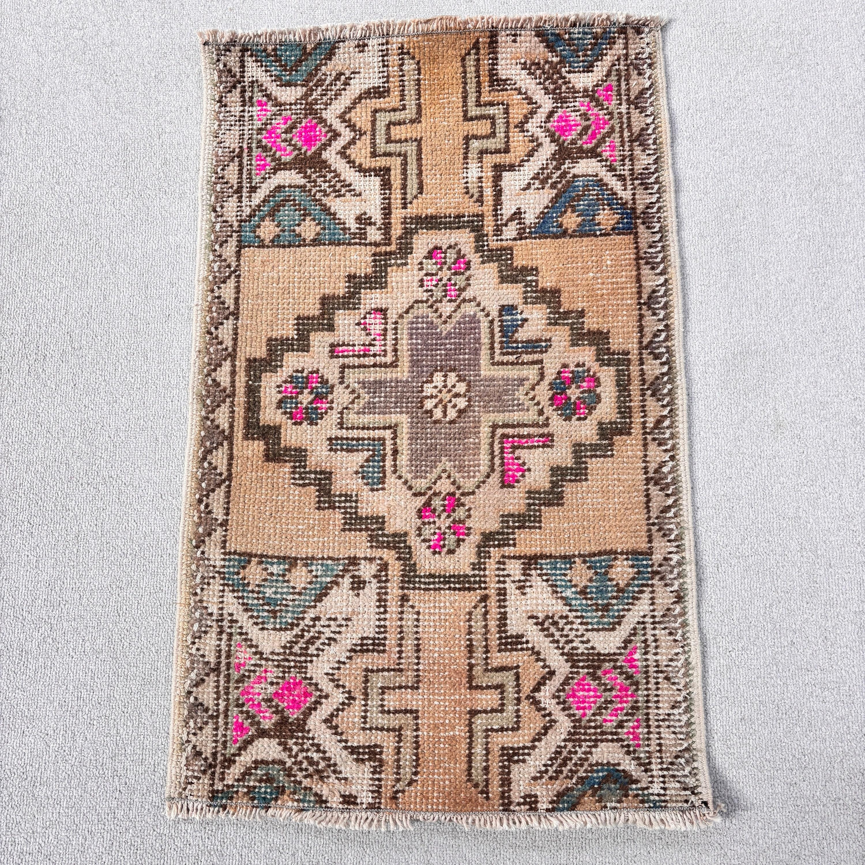 Türk Halısı, Turuncu Antika Halılar, Boho Halı, 1.6x2.6 ft Küçük Halı, Egzotik Halılar, Vintage Halılar, Lüks Halılar, Banyo Halıları, Küçük Vintage Halılar