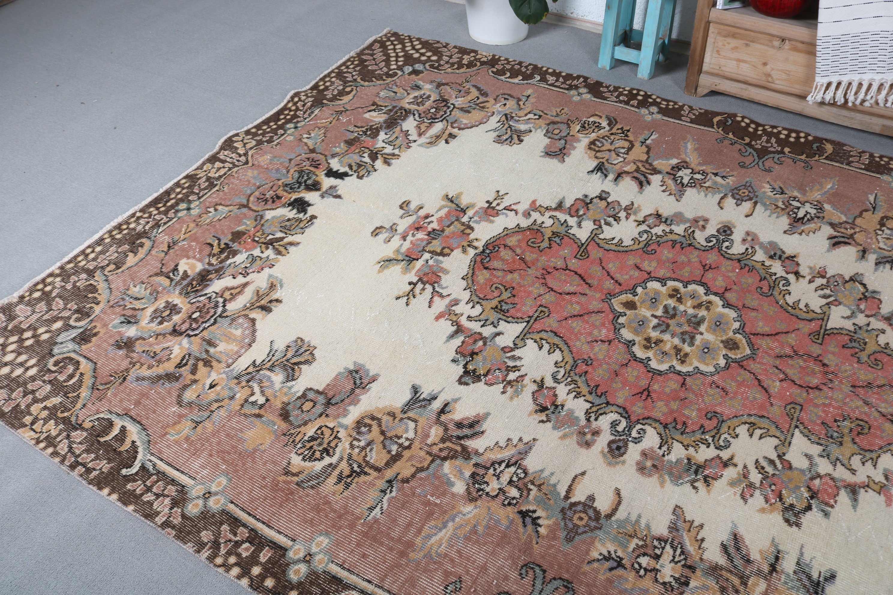 Turkish Rugs, Oriental Rugs, Moroccan Rug, Cute Rug, Living Room Rug, Bedroom Rugs, Vintage Rugs, Brown Oriental Rugs, 6.7x10 ft Large Rug