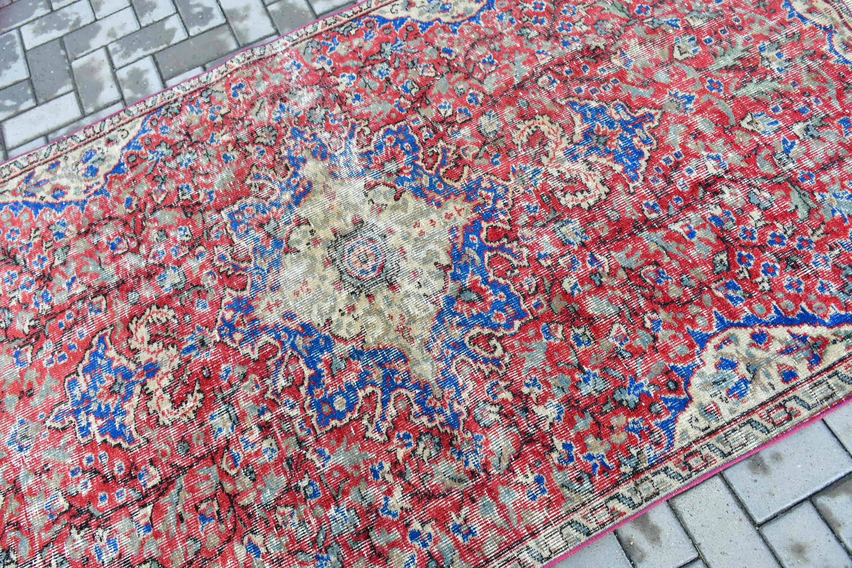 Rugs for Floor, Turkish Rug, Vintage Rug, Oriental Rugs, Blue Antique Rugs, Indoor Rug, 4.4x7.9 ft Area Rug, Floor Rugs, Home Decor Rugs