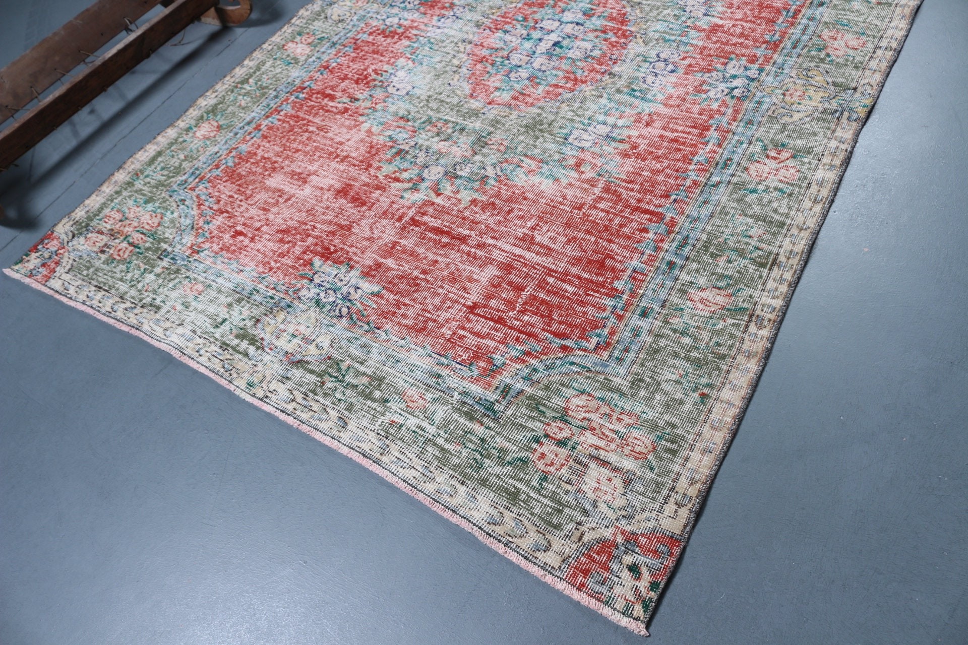 5.7x8.5 ft Large Rug, Turkish Rug, Living Room Rugs, Red Bedroom Rug, Cool Rugs, Abstract Rugs, Vintage Rug, Oushak Rug, Dining Room Rugs