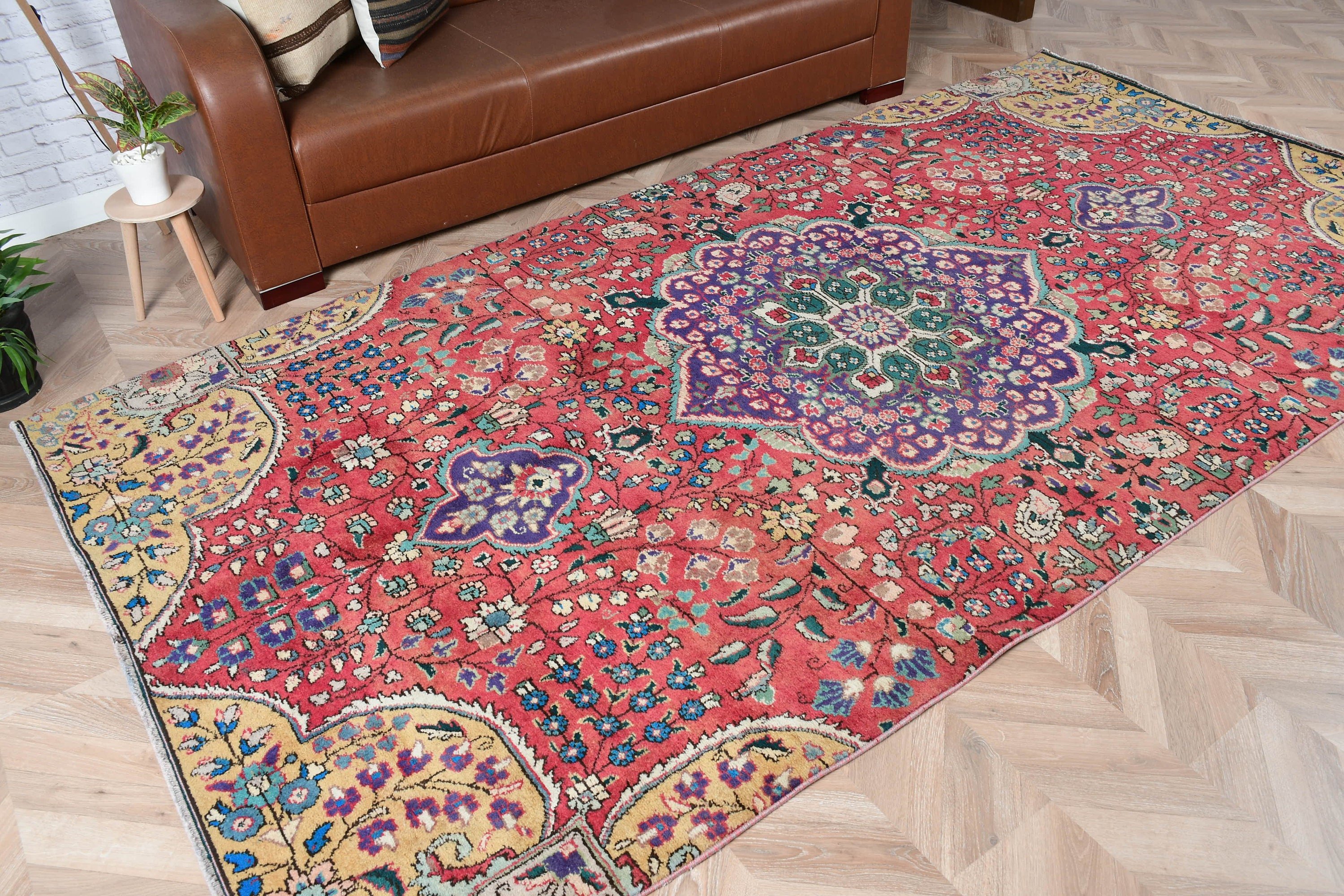 Oushak Halı, Yatak Odası Halıları, Türk Halısı, Oryantal Halı, Vintage Halı, Salon Halısı, Oturma Odası Halıları, Kırmızı Fas Halısı, 5.1x10.2 ft Büyük Halı