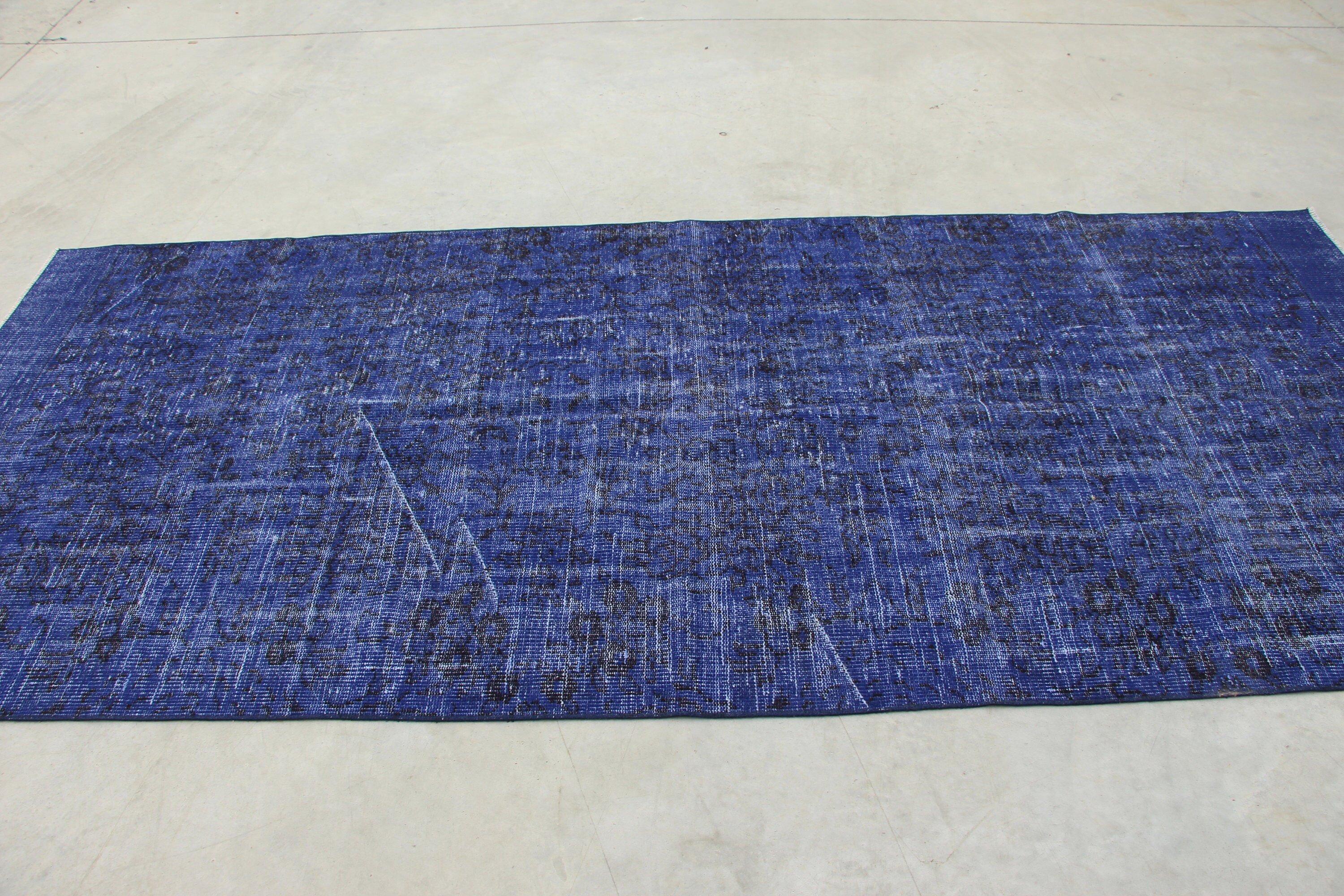 Bedroom Rugs, 4.2x9.5 ft Area Rugs, Oushak Rug, Nursery Rug, Blue Moroccan Rugs, Handmade Rugs, Wool Rug, Turkish Rugs, Vintage Rugs