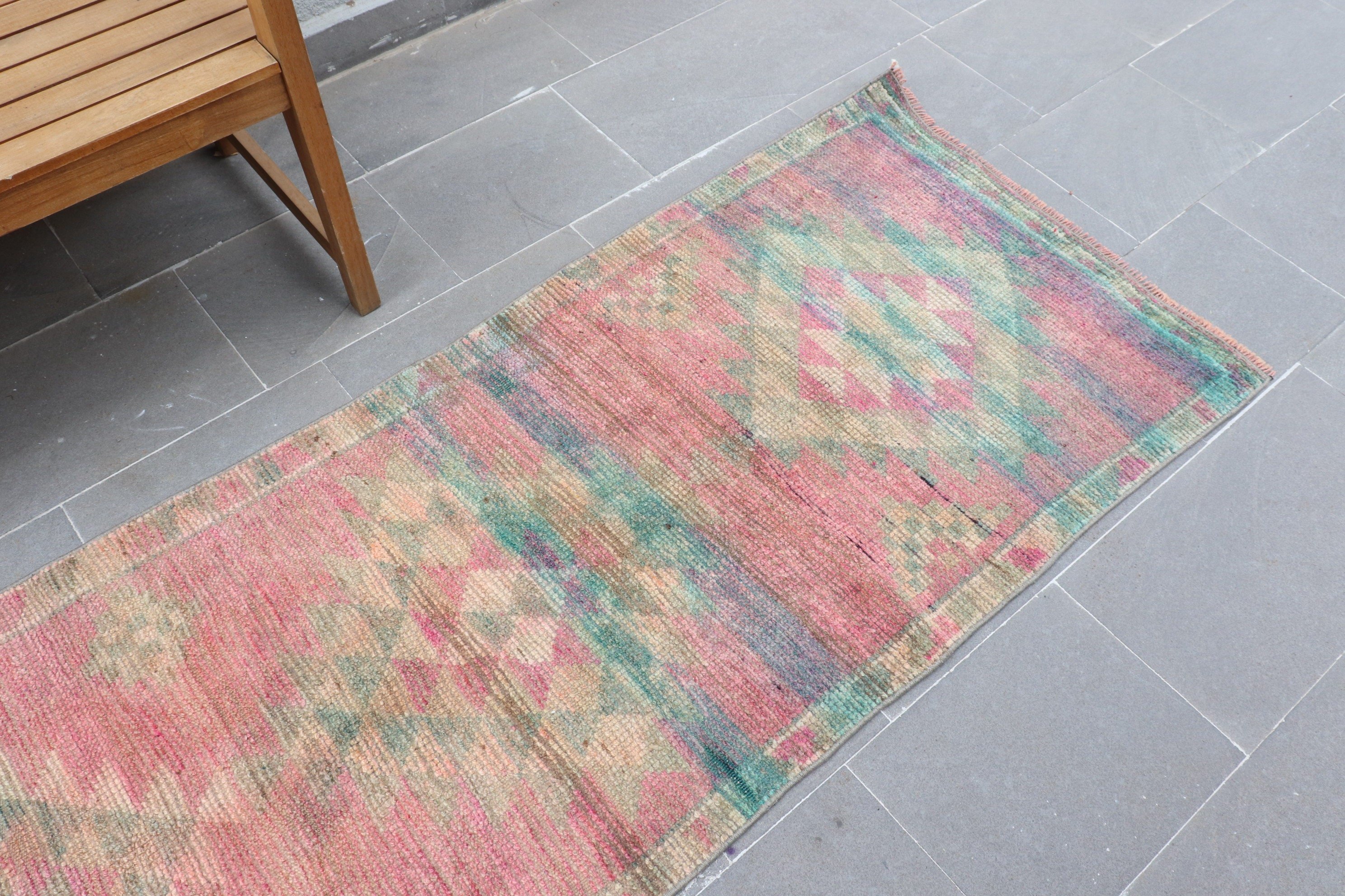 Orange  2.8x10.5 ft Runner Rug, Oriental Rug, Vintage Rug, Corridor Rug, Stair Rug, Abstract Rugs, Turkish Rug, Kitchen Rug