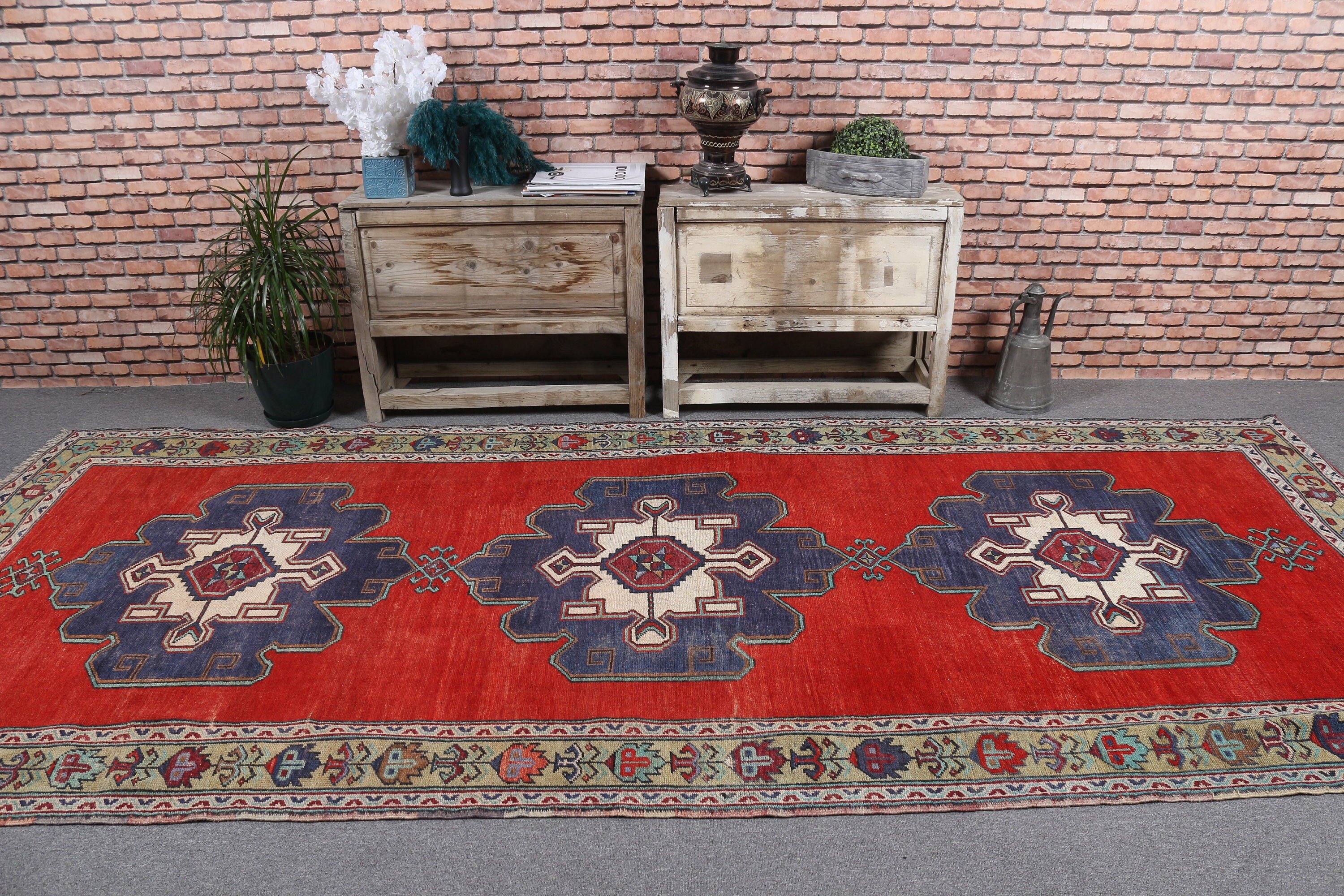 5.2x11.3 ft Large Rug, Oriental Rug, Turkish Rug, Living Room Rug, Bedroom Rugs, Vintage Rug, Pale Rugs, Red Kitchen Rug