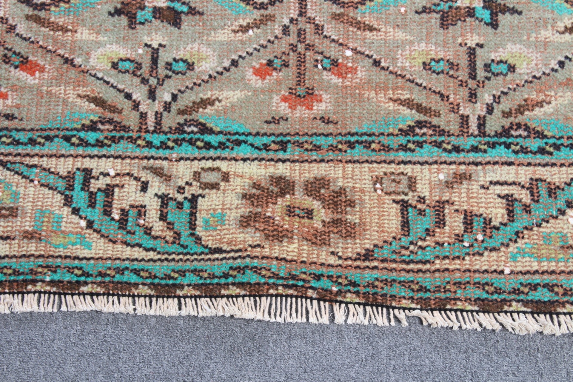 Yemek Odası Halıları, Türk Halıları, Oushak Halıları, Yeşil Oryantal Halı, Oturma Odası Halısı, 6.1x8.9 ft Büyük Halı, Vintage Halılar, Yatak Odası Halısı, Eski Halılar