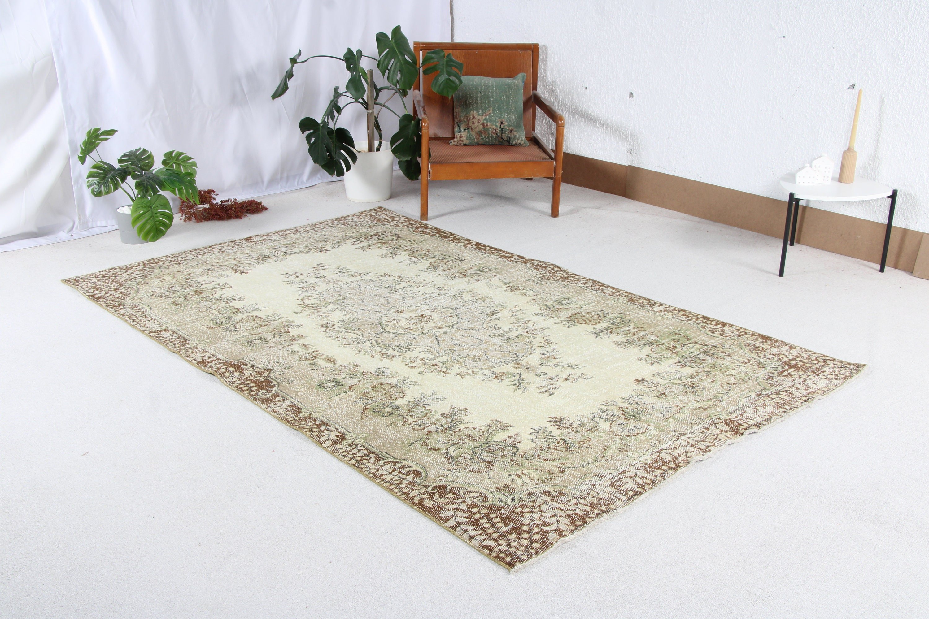 Yeşil Fas Halısı, Büyük Vintage Halılar, 5.3x8.5 ft Büyük Halı, Vintage Halı, Düz Dokuma Halılar, Lüks Halılar, Salon Halısı, Türk Halıları, Boho Halıları