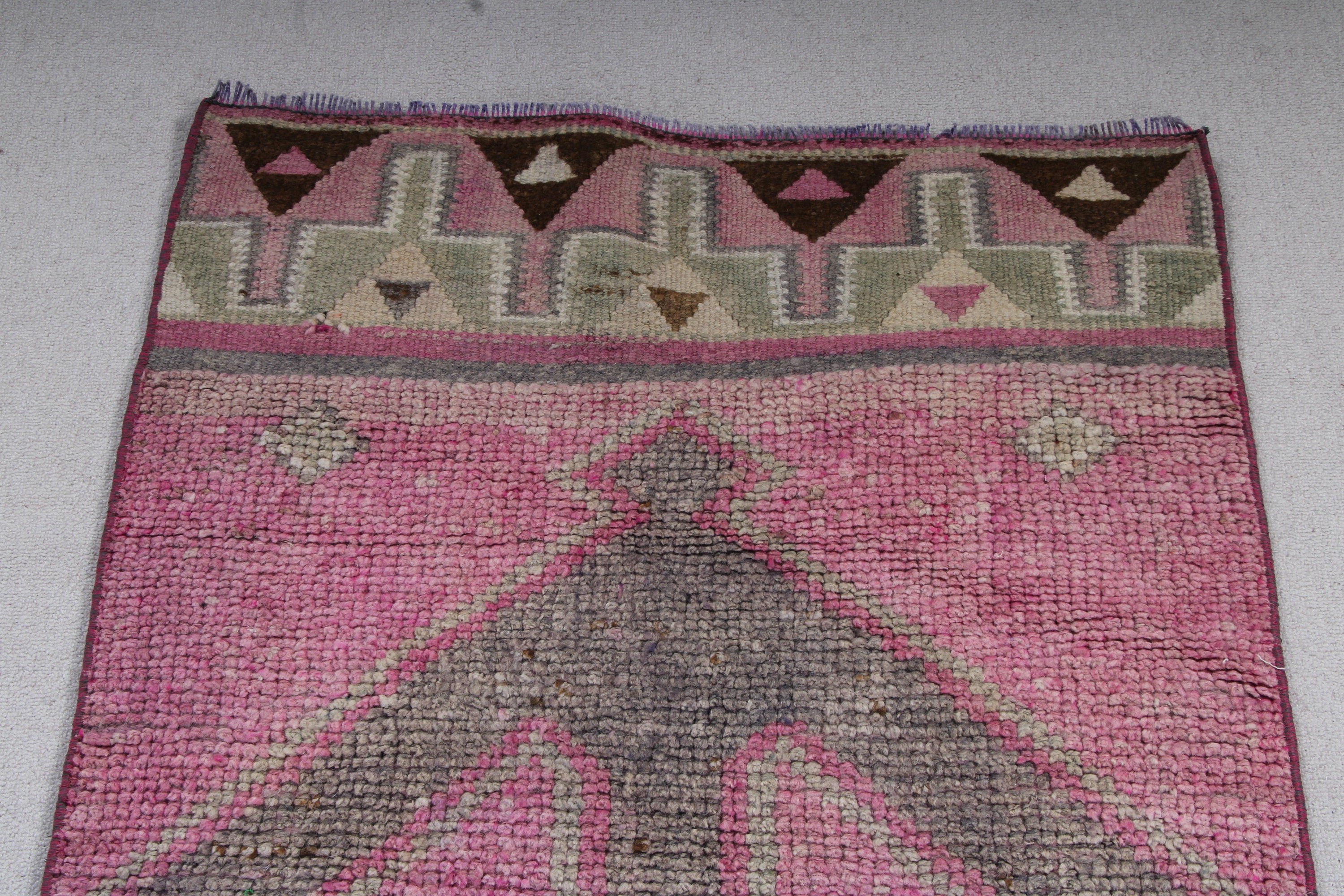 Pink  2.8x10.8 ft Runner Rug, Vintage Rugs, Anatolian Rugs, Vintage Runner Rug, Oushak Rugs, Turkish Rugs, Corridor Rugs