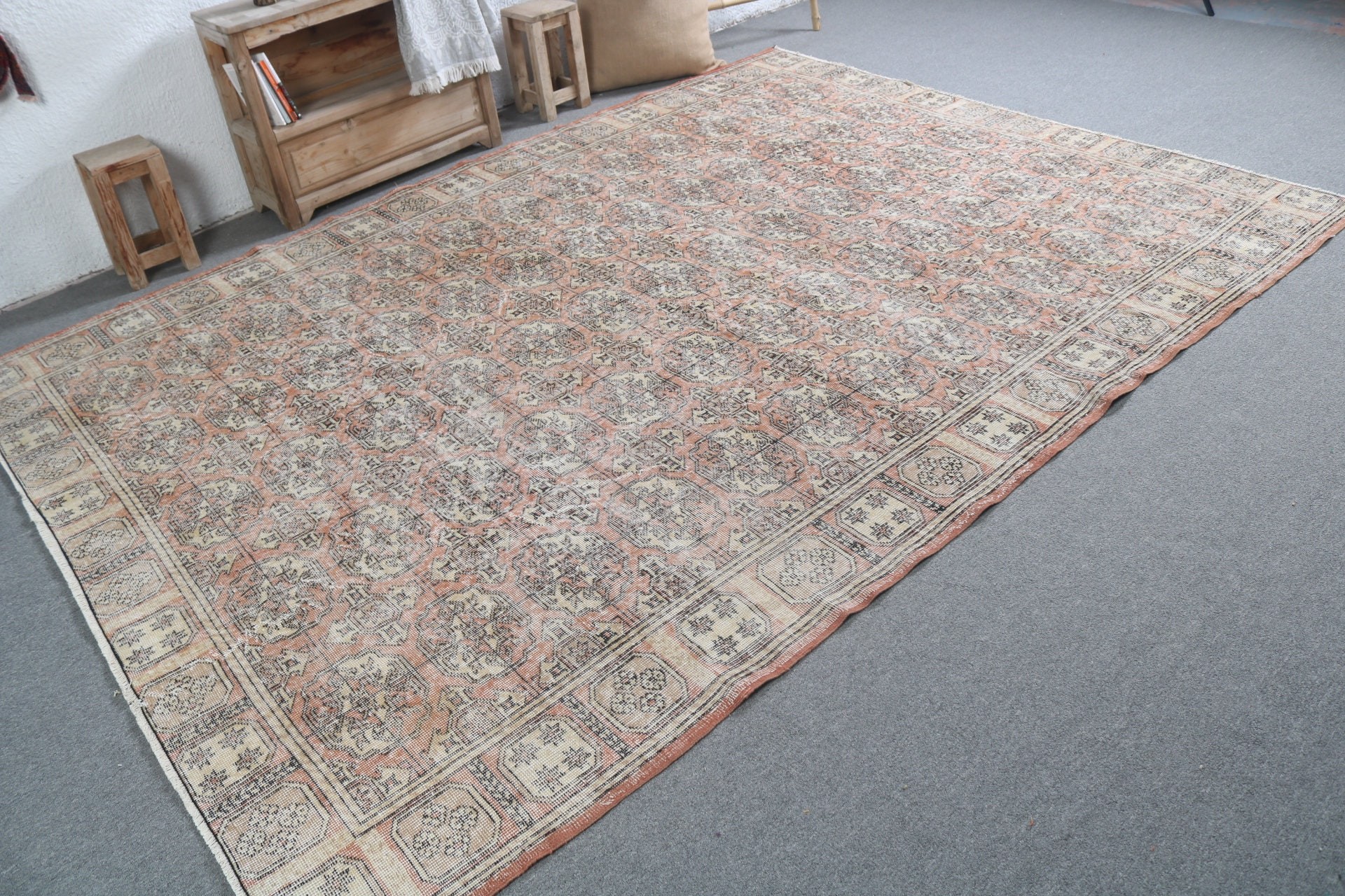 Living Room Rug, Vintage Rug, Retro Rugs, Colorful Rug, 7.3x9.9 ft Oversize Rug, Cool Rugs, Turkish Rug, Saloon Rug, Rugs for Dining Room