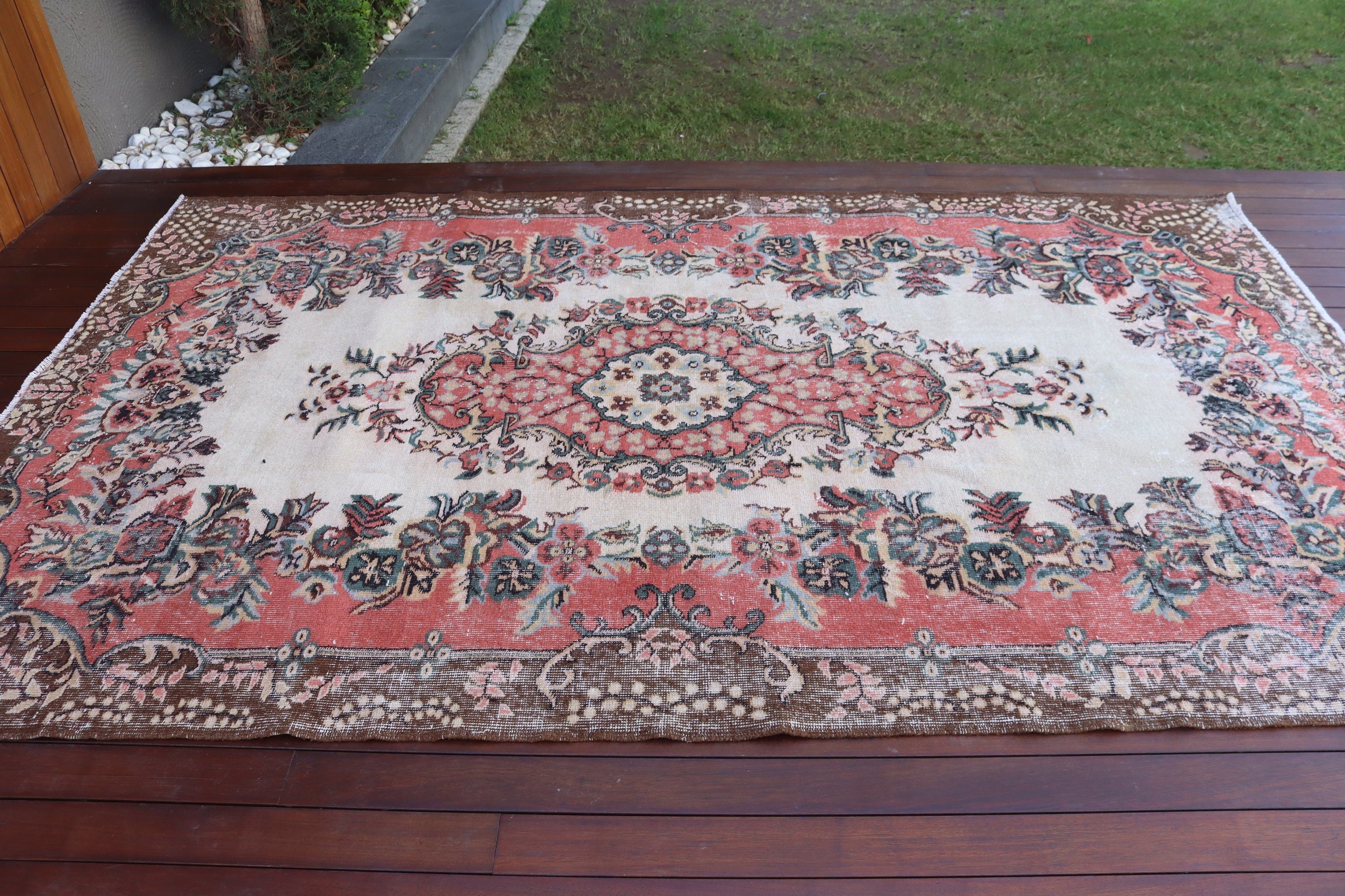 Bej Düz Dokuma Halı, Antika Halılar, 5.6x9.3 ft Büyük Halı, Vintage Halı, Anadolu Halıları, Yemek Odası Halıları, Kabile Halıları, Türk Halısı, Salon Halısı