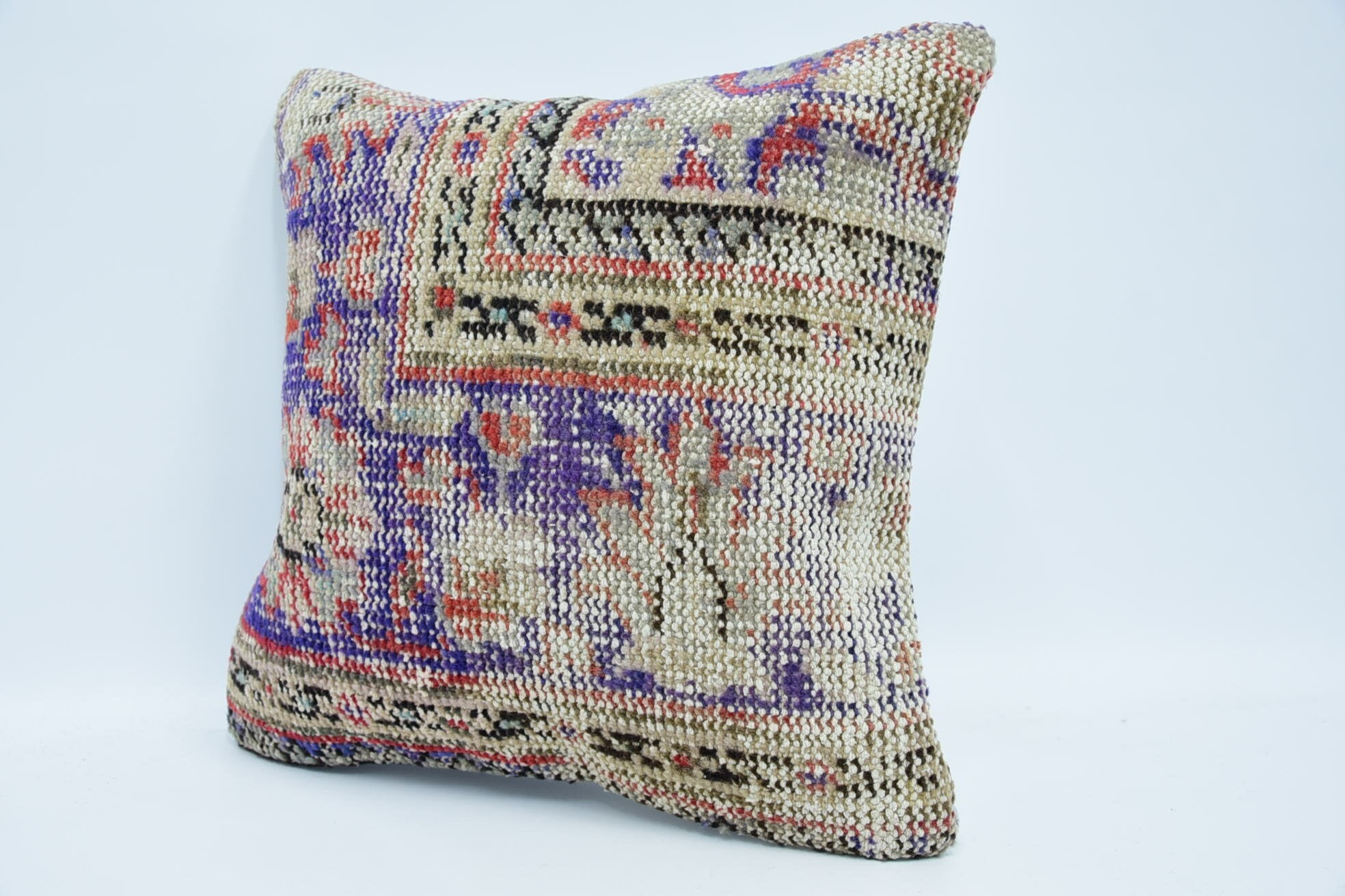 18"x18" Blue Cushion Case, Turkish Pillow, Vintage Pillow, Throw Kilim Pillow, Retro Pillow Sham, Vintage Kilim Pillow Pillow