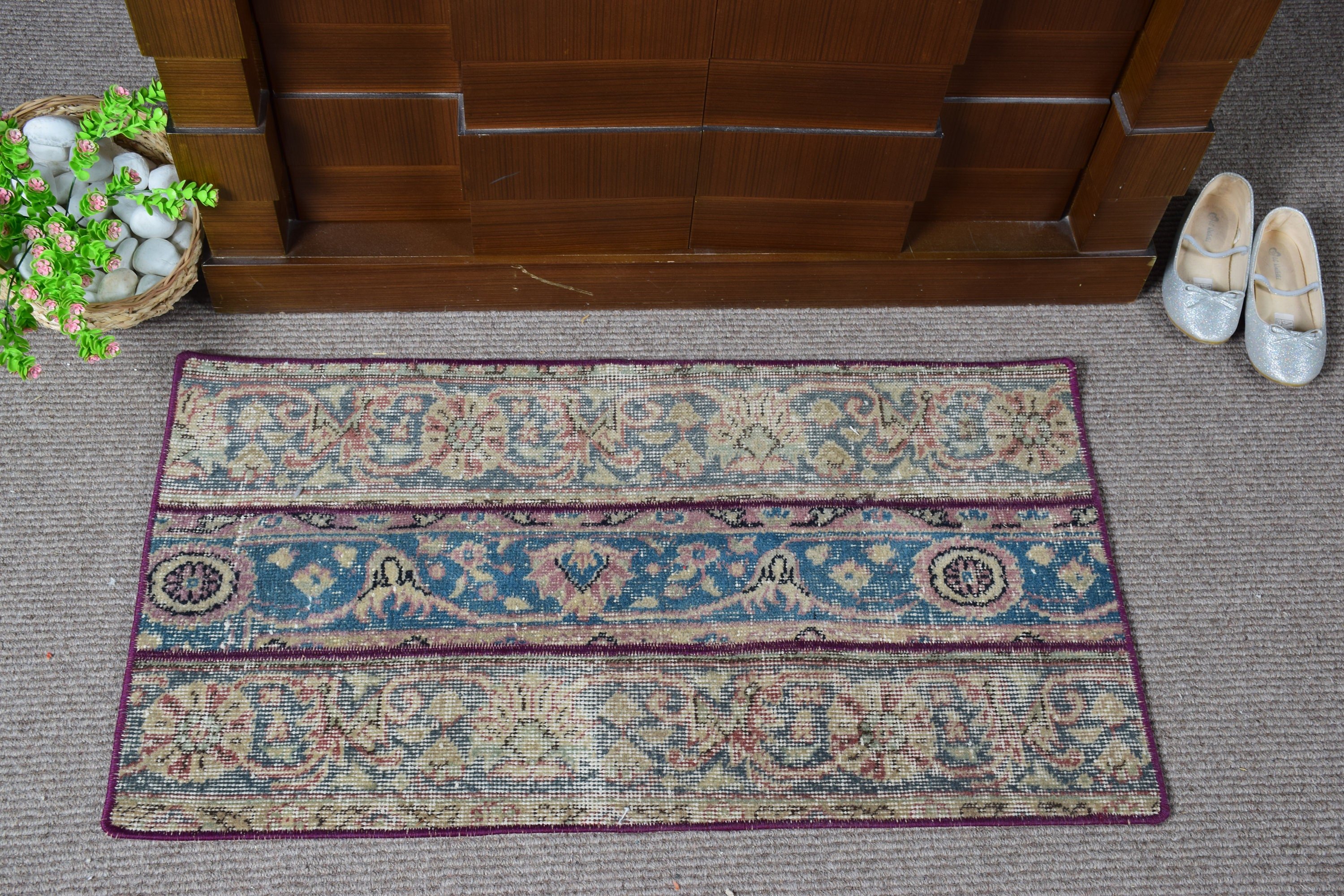 Turkish Rug, Rugs for Entry, Vintage Rug, Purple Kitchen Rugs, Antique Rug, Distressed Rug, 1.7x3 ft Small Rug, Bedroom Rug