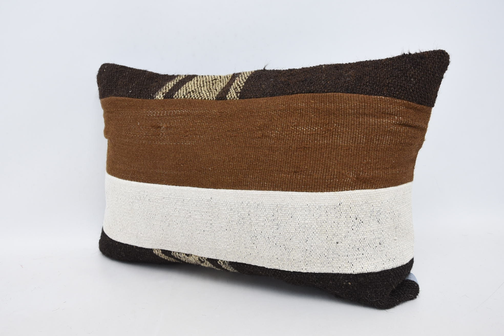 Handmade Kilim Cushion, Tapestry Cushion, Pillow for Couch, Kilim Cushion Sham, Ethnic Pillow Cover Cushion, 16"x24" Brown Pillow Case