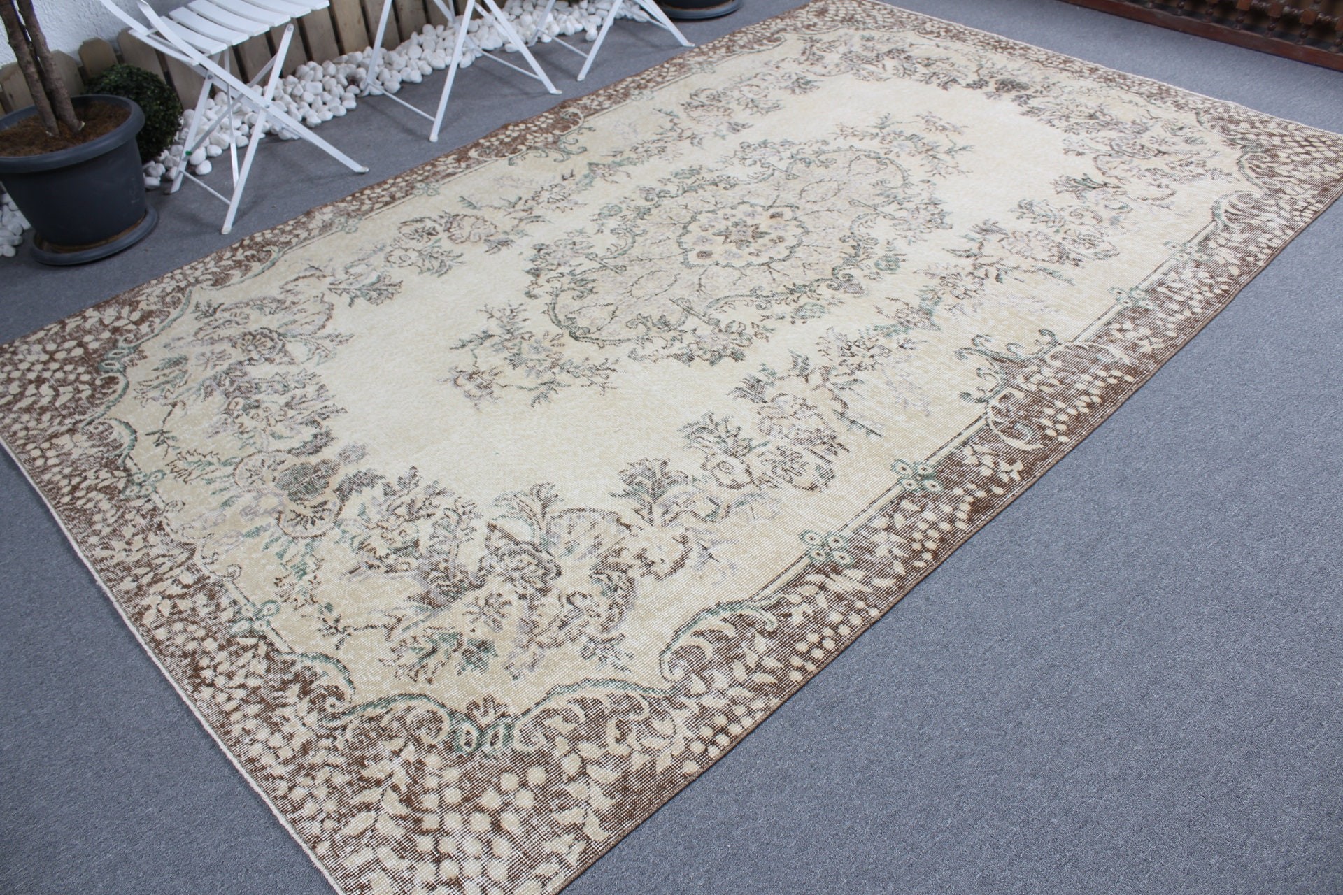 Turkey Rugs, Bedroom Rugs, Dining Room Rug, Wool Rugs, Kitchen Rug, Beige Antique Rugs, Vintage Rug, Turkish Rugs, 6.2x9.9 ft Large Rug