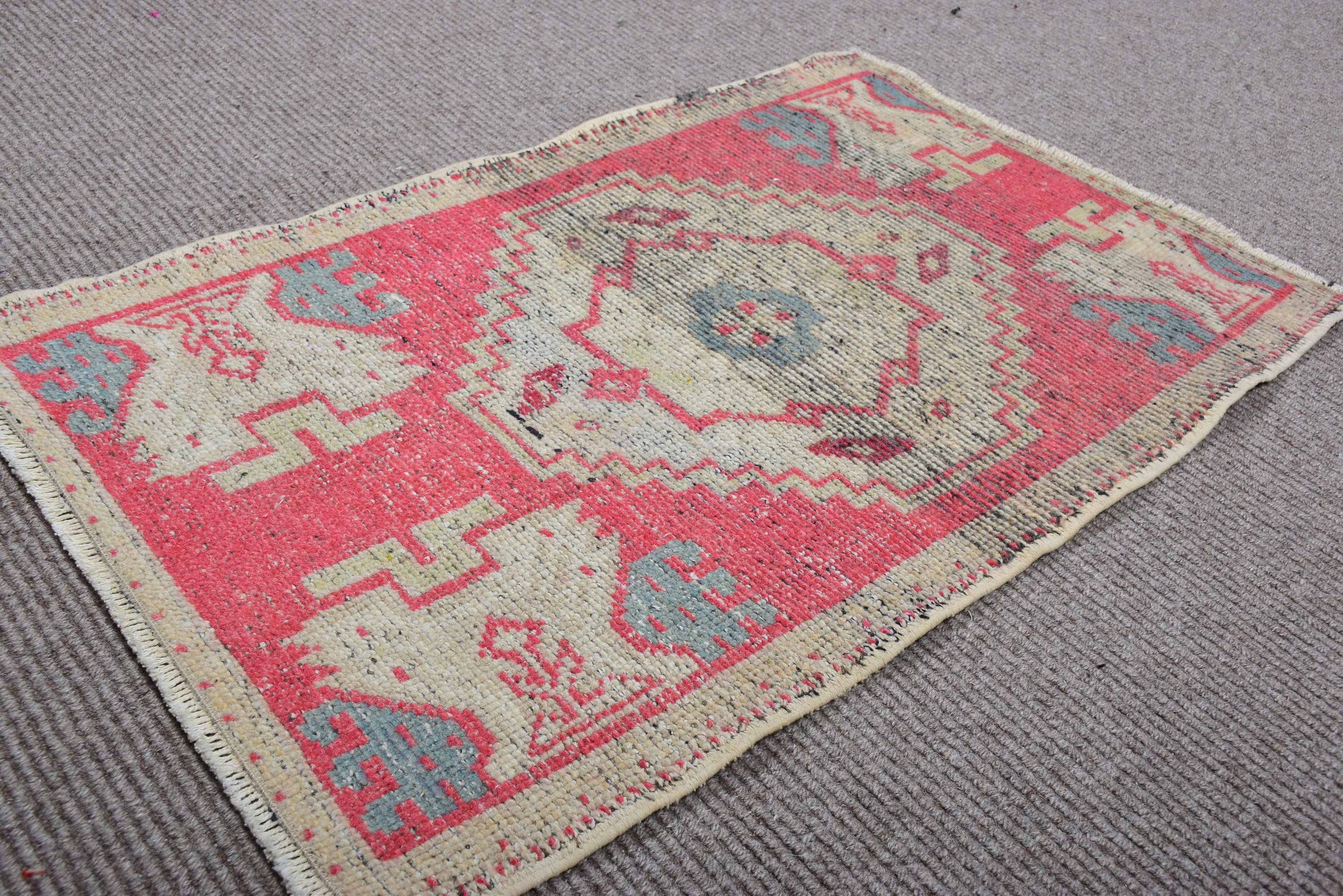 Red Luxury Rugs, Bedroom Rugs, 1.8x3 ft Small Rugs, Turkish Rugs, Kitchen Rugs, Rugs for Car Mat, Anatolian Rug, Vintage Rug, Oushak Rugs