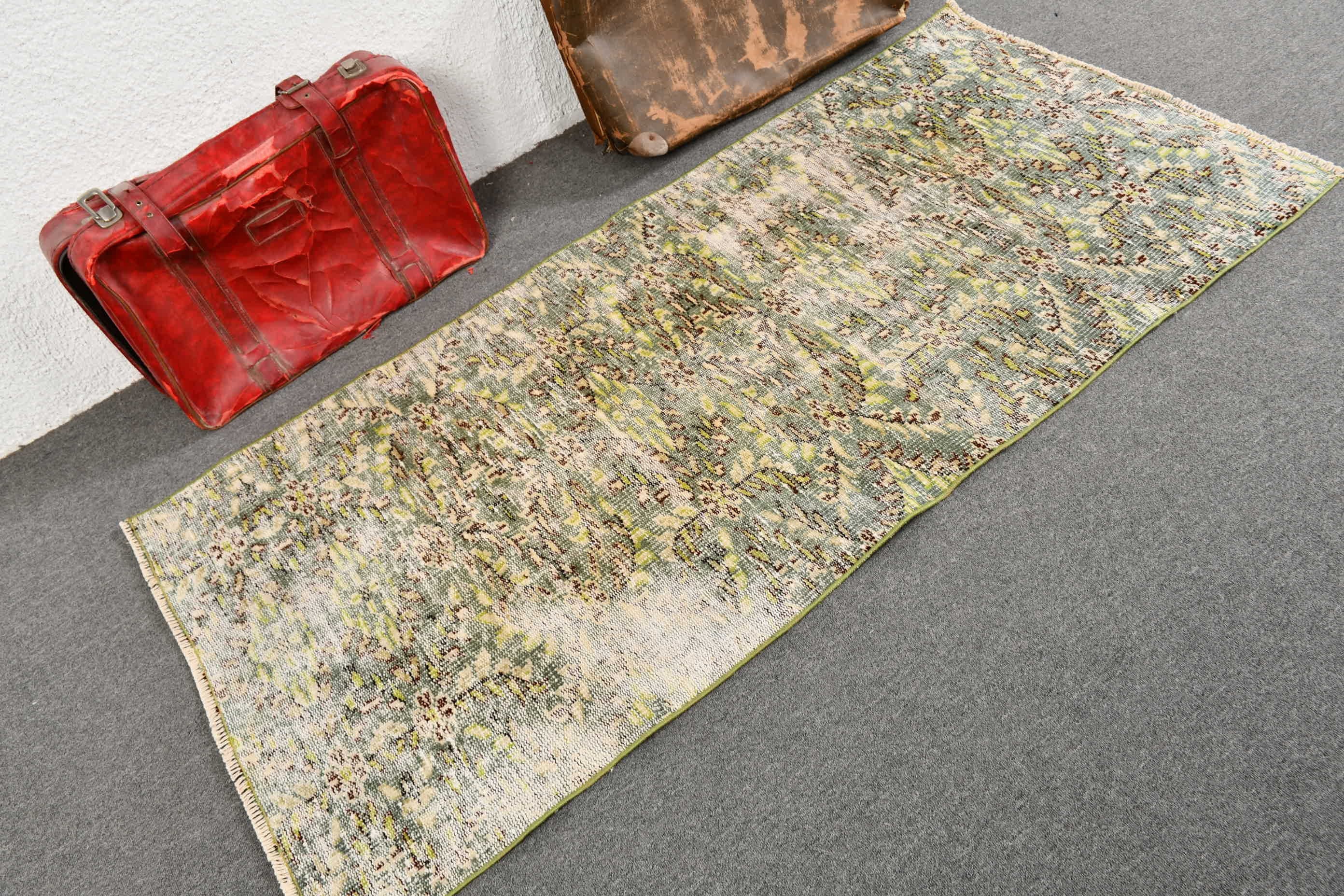 Giriş Halısı, Giriş Halıları, Vintage Halı, Yer Halısı, Yeşil Mutfak Halısı, Türk Halısı, Oryantal Halı, Yatak Odası Halısı, 2,9x6,4 ft Vurgu Halısı