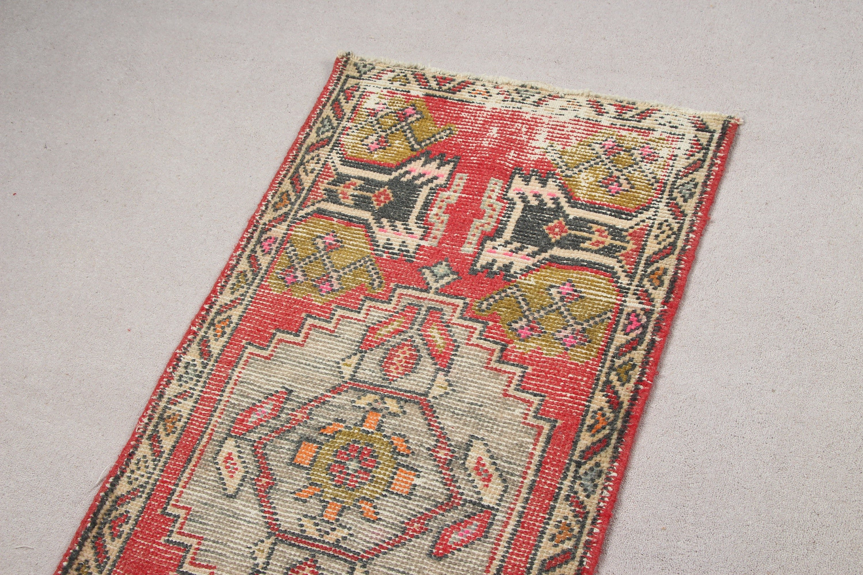 Moroccan Rugs, Entry Rug, Rugs for Nursery, Anatolian Rug, Vintage Rugs, 1.8x3.7 ft Small Rug, Door Mat Rug, Turkish Rugs, Red Cool Rugs