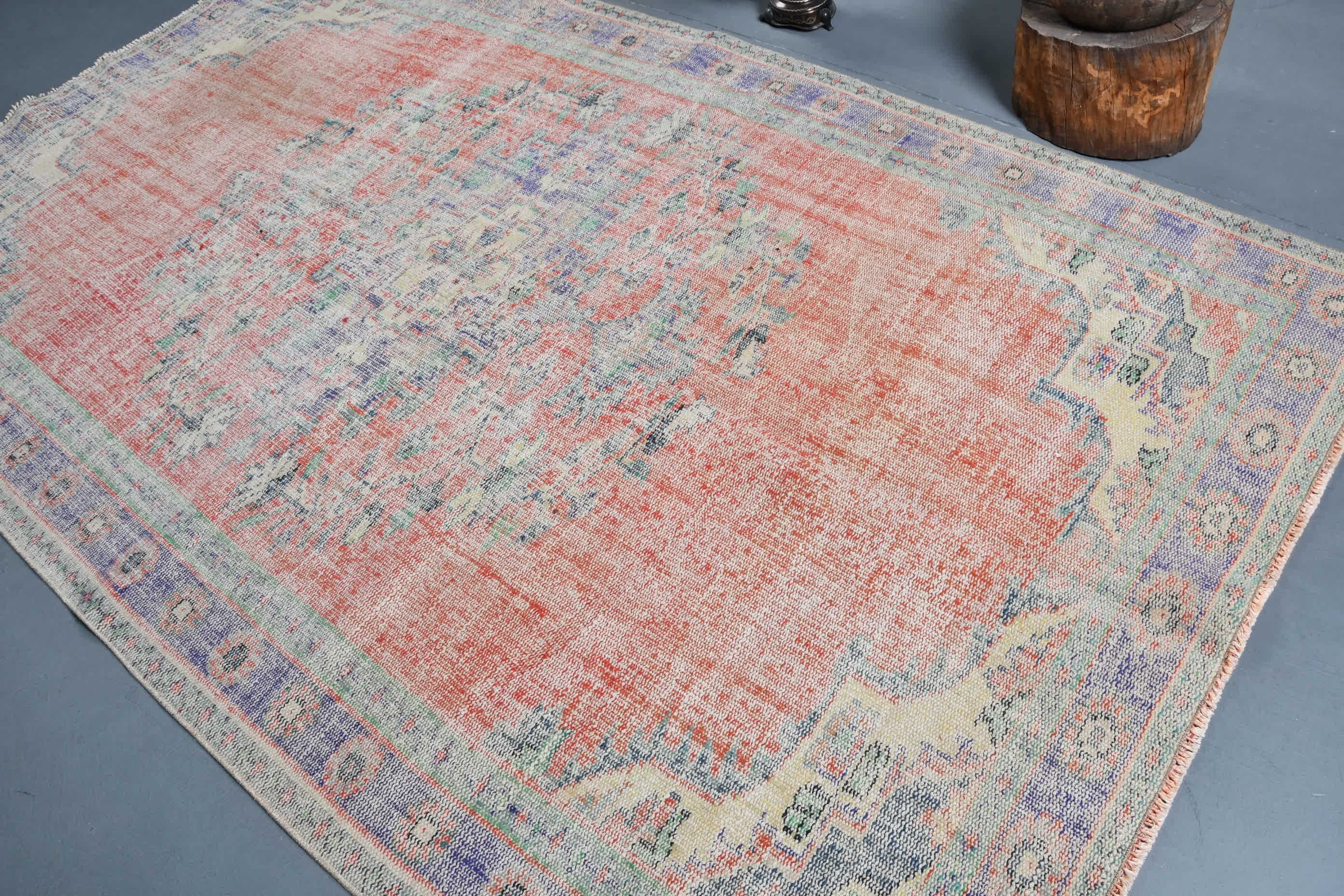 Living Room Rug, Home Decor Rug, Salon Rug, Rugs for Salon, Cool Rug, 5.6x9.2 ft Large Rug, Turkish Rug, Vintage Rugs, Red Floor Rug