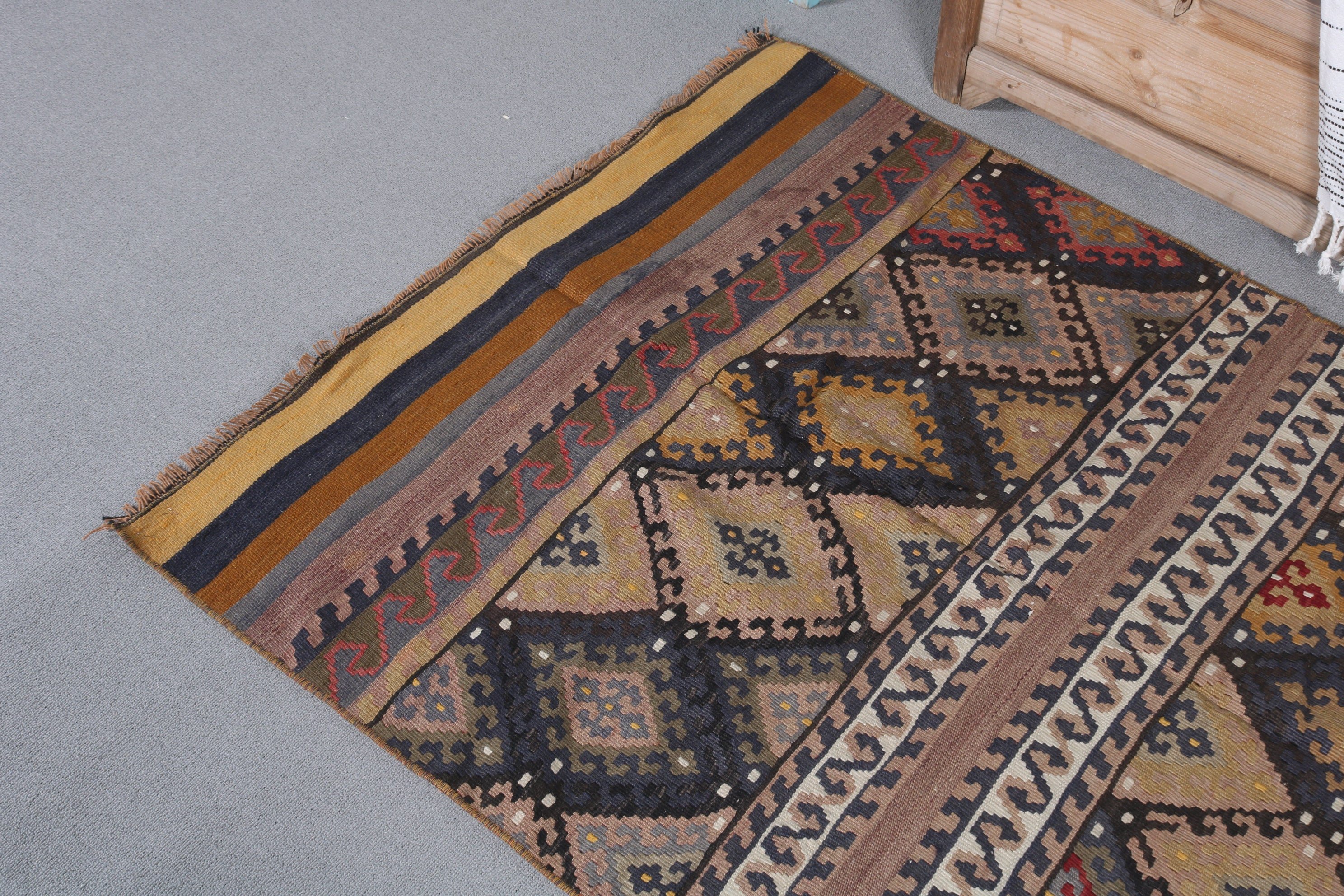 Vintage Rugs, Turkish Rug, Cool Rug, Tribal Rug, 3.3x5 ft Accent Rugs, Kilim, Entry Rug, Yellow Anatolian Rug, Oushak Rugs, Bedroom Rugs