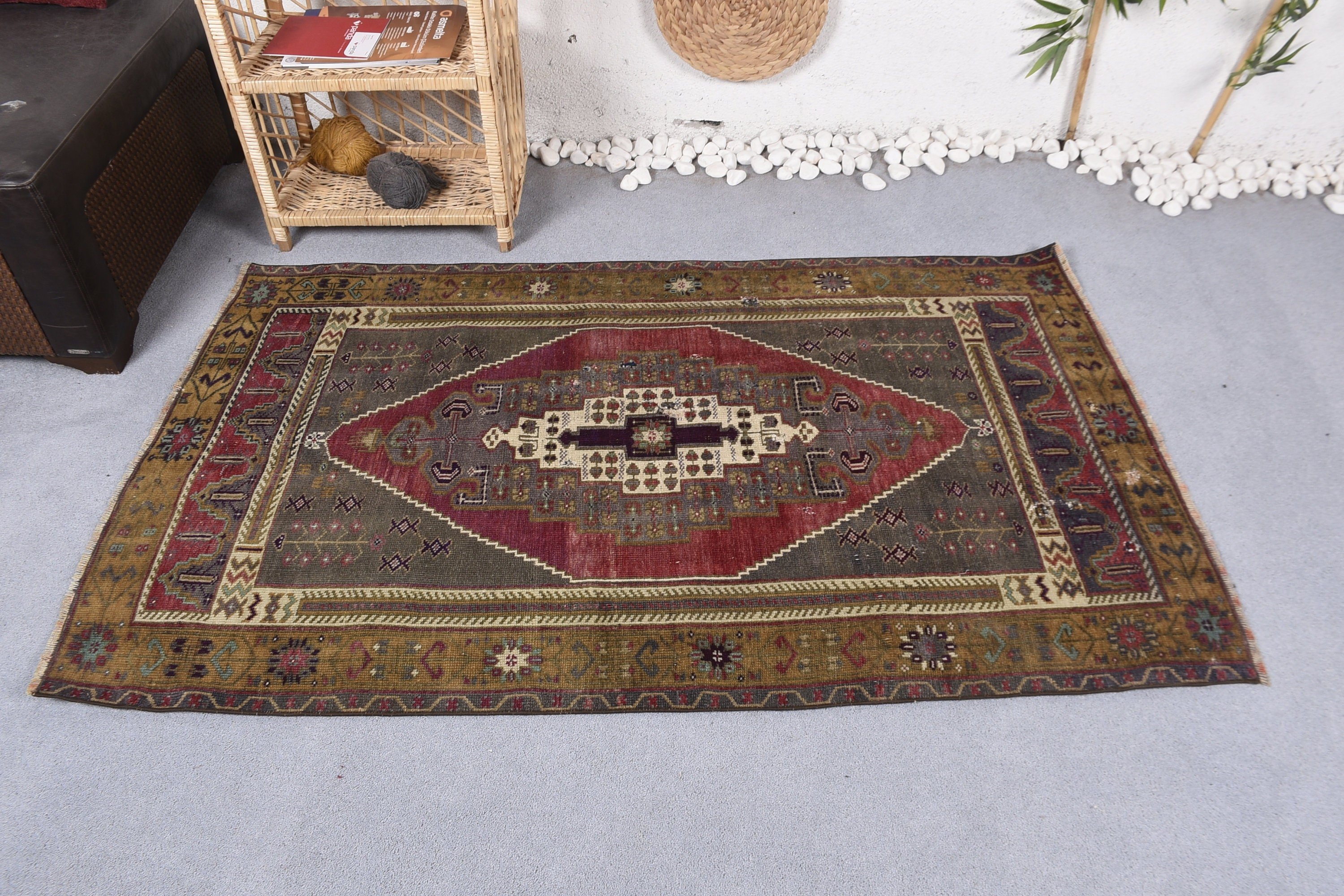 Yeşil Yatak Odası Halıları, Fas Halıları, 3.3x5.6 ft Aksan Halısı, Vintage Halılar, Yatak Odası Halıları, Sevimli Halılar, Giriş Halısı, Türk Halıları