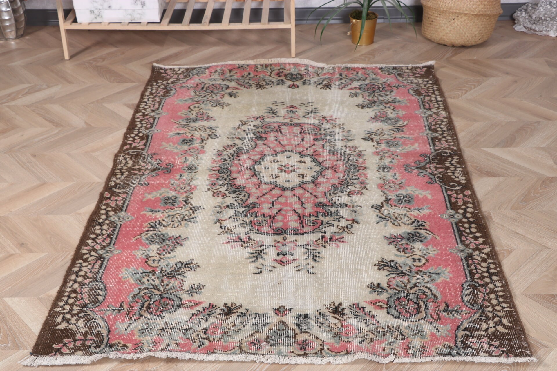 3.9x5.4 ft Accent Rug, Nursery Rug, Turkish Rugs, Artistic Rug, Cool Rugs, Vintage Rug, Kitchen Rugs, Flatweave Rugs, Red Antique Rugs