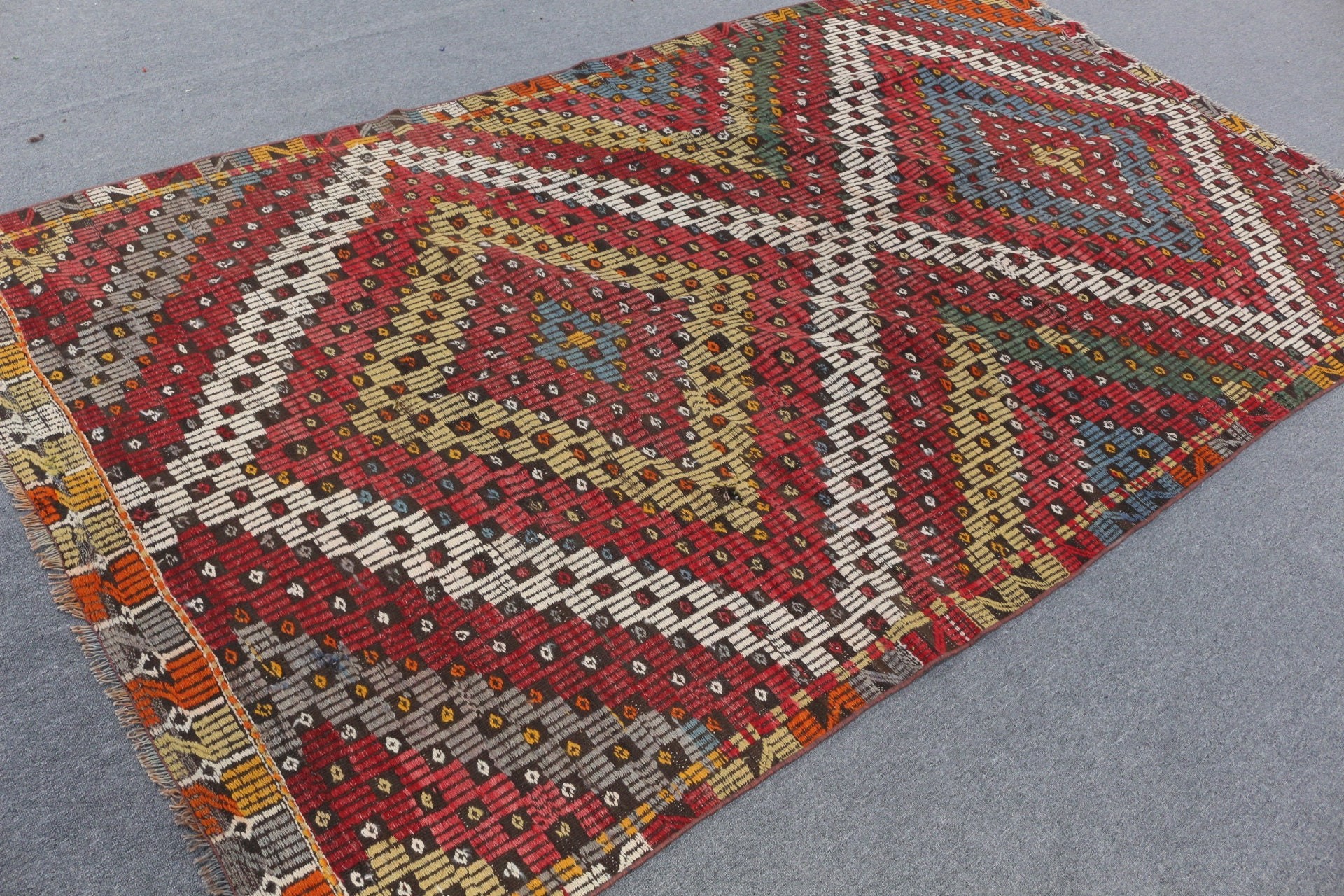 Yemek Odası Halısı, Kırmızı Anadolu Halısı, 5.3x9.3 ft Büyük Halı, Vintage Halı, Yatak Odası Halısı, Yün Halılar, Oushak Halısı, Kilim, Hindi Halısı, Türk Halısı