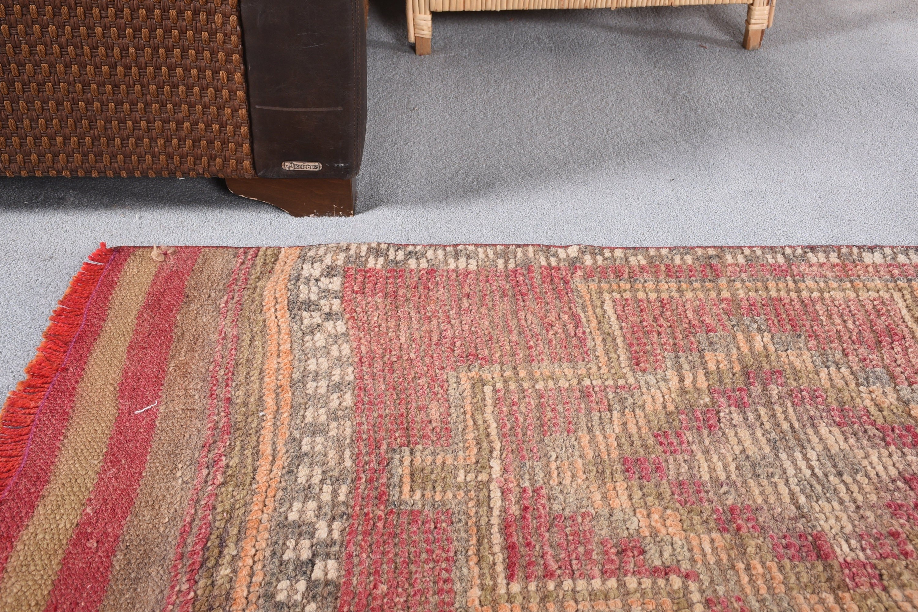 Old Rug, Vintage Rug, Stair Rugs, Turkish Rug, 2.4x10.2 ft Runner Rug, Kitchen Rugs, Red Oriental Rug, Rugs for Hallway