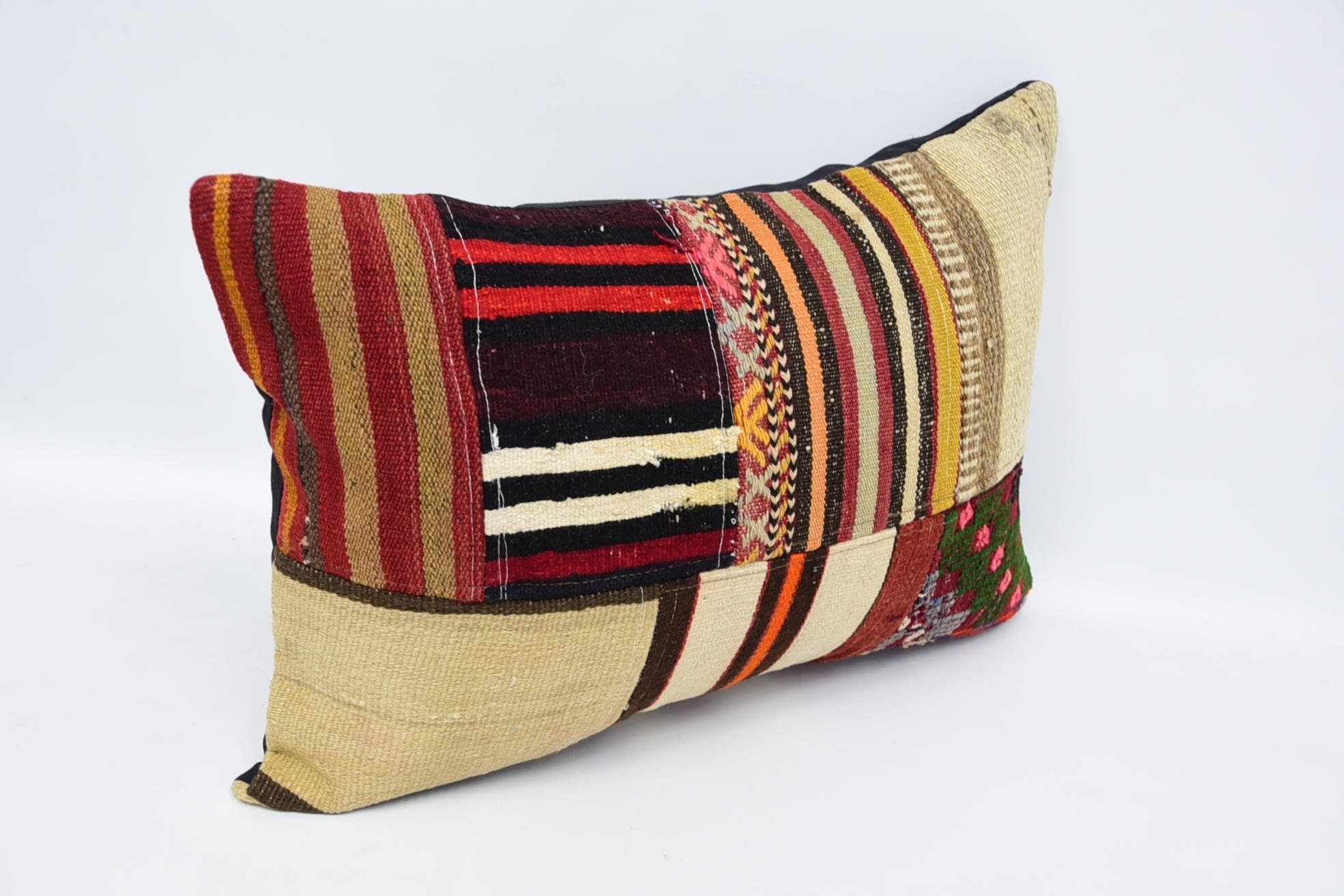 Kilim Cushion Sham, Customized Pillow Case, 16"x24" Beige Cushion Cover, Handmade Rug Seat Pillow, Kilim Pillow, Boho Pillow Sham Cover